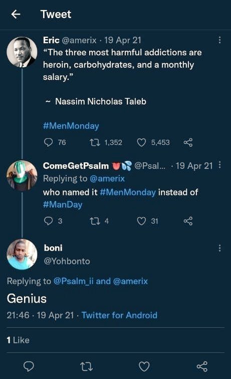 Psalm_ii's tweet photo. Greetings from the creator of #ManDay!! https://t.co/43ZVQbAGu0