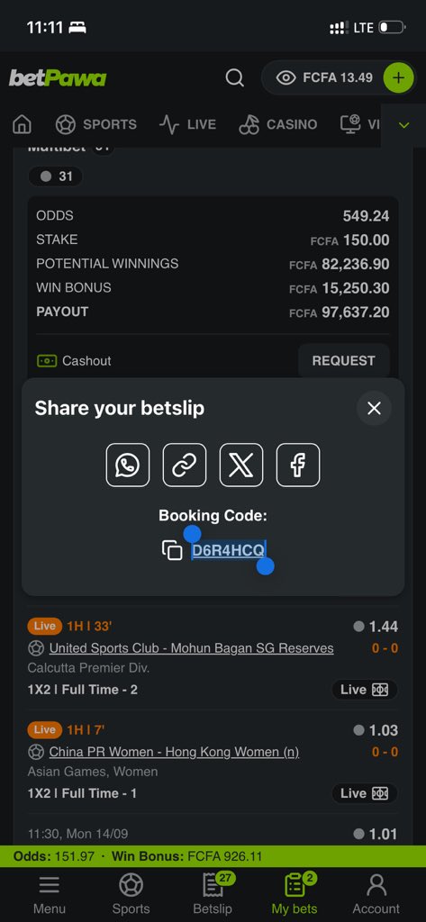 brianfonyuy1's tweet photo. Betpawa booking code ===D6R4HCQ 
 Save for more. 
 Boom 🤢 https://t.co/KKvlUUklCA