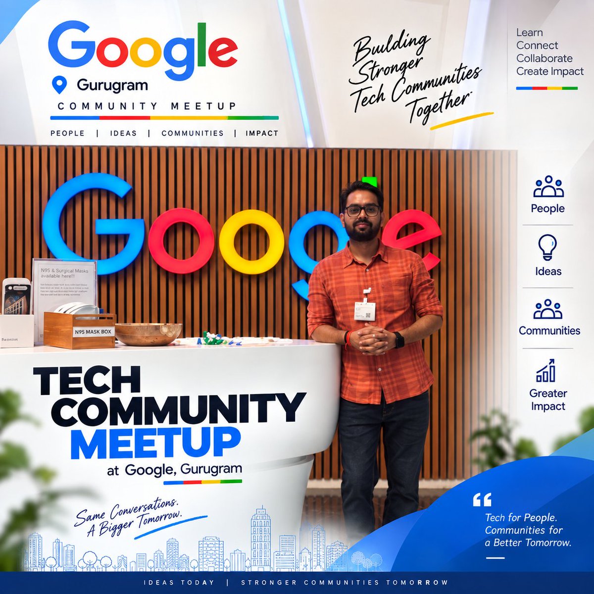 akshayktwt's tweet photo. From a learning journey to building a community - and that journey took me to @Google.

I had the opportunity to represent @GrowInComm at a community meetup hosted at the Google office in Gurugram, bringing together founders, co-founders, community leaders, and builders from across the tech ecosystem.

What made the meetup special for me was getting the opportunity to share the story behind GrowInCommunity.

It started during my own learning journey with a simple belief:

We learn better when we learn together, share knowledge, and create opportunities for others to grow.

What began as a personal effort to learn, connect, and explore technology gradually evolved into a community where people can come together around AI, technology, product, and emerging trends.

I also really enjoyed hearing the stories of other community builders - how they started, what they learned along the way, and how they are creating opportunities for their communities.

We exchanged ideas around potential collaborations, knowledge-sharing initiatives, community-led learning, and ways to help more people upskill together.

One thing I took away from the meetup:

India's tech ecosystem doesn't grow only through products and companies. It also grows through communities and people who create spaces for others to learn, connect, and build.

I'm excited about what's ahead - collaborating with fellow communities, founders, ecosystem builders, and hopefully Google on future initiatives, learning sessions, and community programs.

That's what GrowIn stands for. 

Looking forward to building what comes next. 🚀

#GrowInCommunity #AI #Startups #Networkinh #Google #IndiaTech