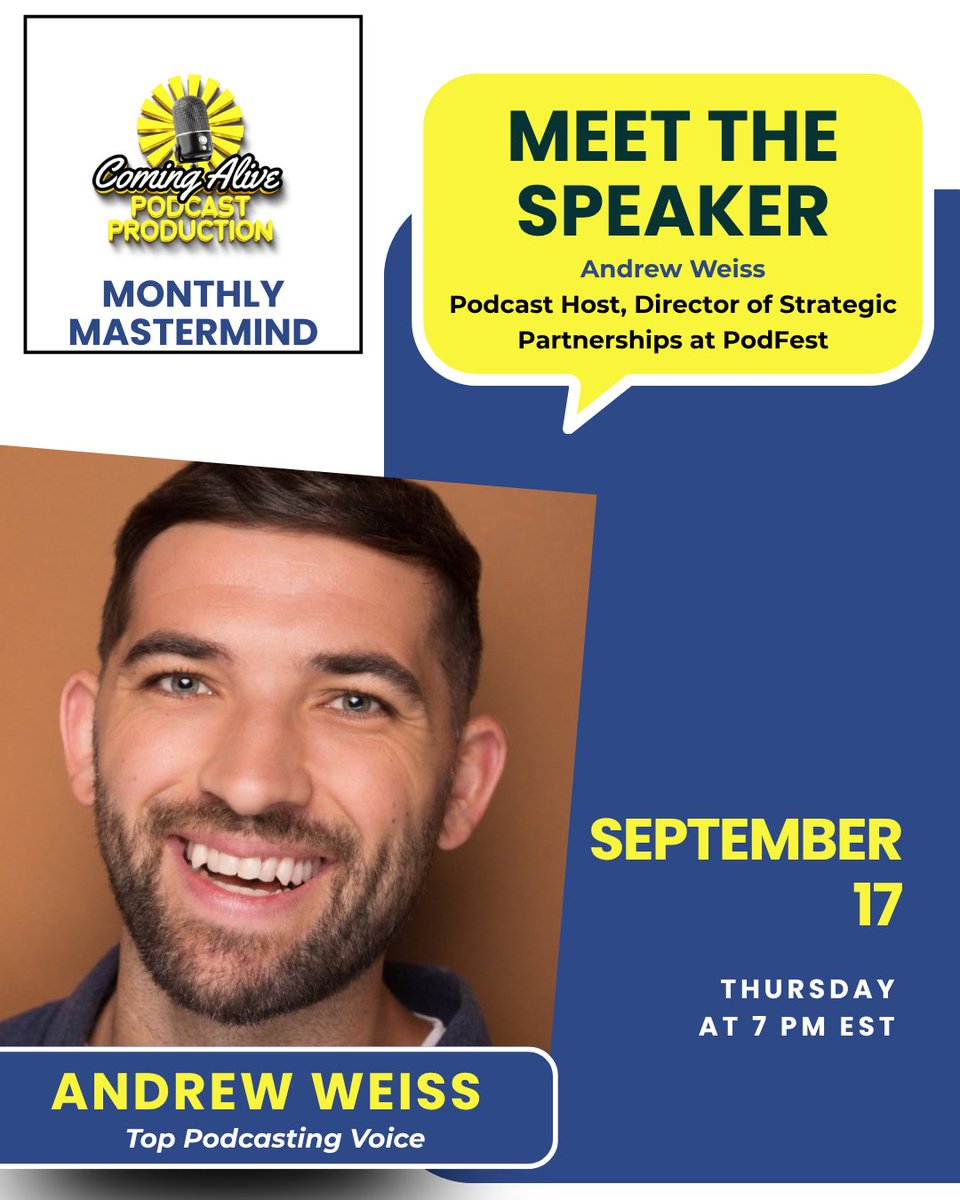 VincentALanci's tweet photo. An exciting week ahead! Email podcastsbylanci@gmail.com to join.
Tonight, Dr. Tomi White Bryan joins our #AMentalHealthBreak #Mastermind.
Tuesday: #Caregiver Joe DiChiara joins the #TBI #SupportGroup
Thursday: Andrew Weiss for the #ComingAlivePodcastProduction Mastermind. https://t.co/sIwScPi7FU