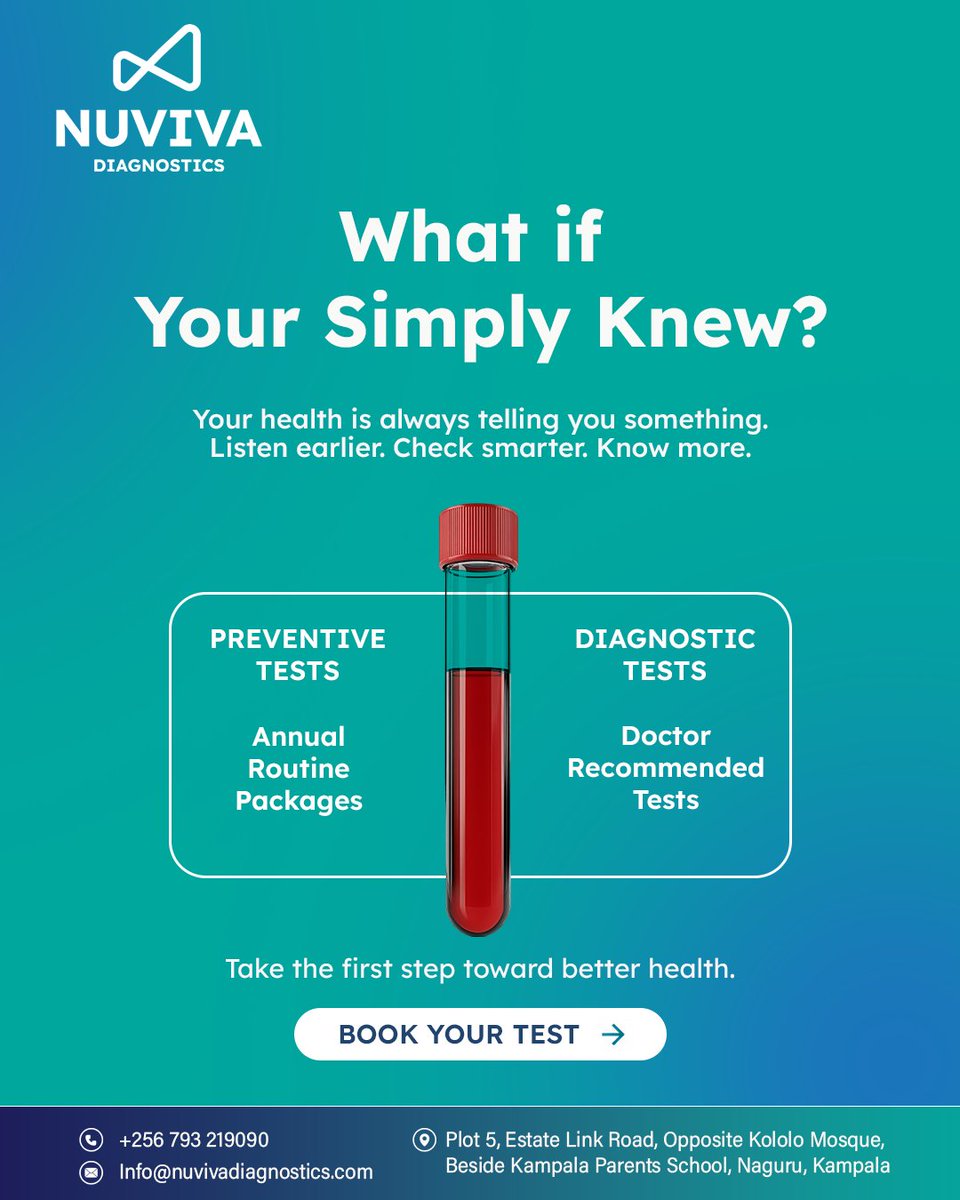NuvivaLab's tweet photo. What if you simply knew? ๐ค
Your body may be telling you something. Donโt ignore the signs. Get tested, understand your numbers and take charge of your health.
Nuviva Diagnostics โ Know More. Live Better. ๐
#NuvivaDiagnostics #HealthCheck #KnowMoreLiveBetter https://t.co/OmJF3STSoa