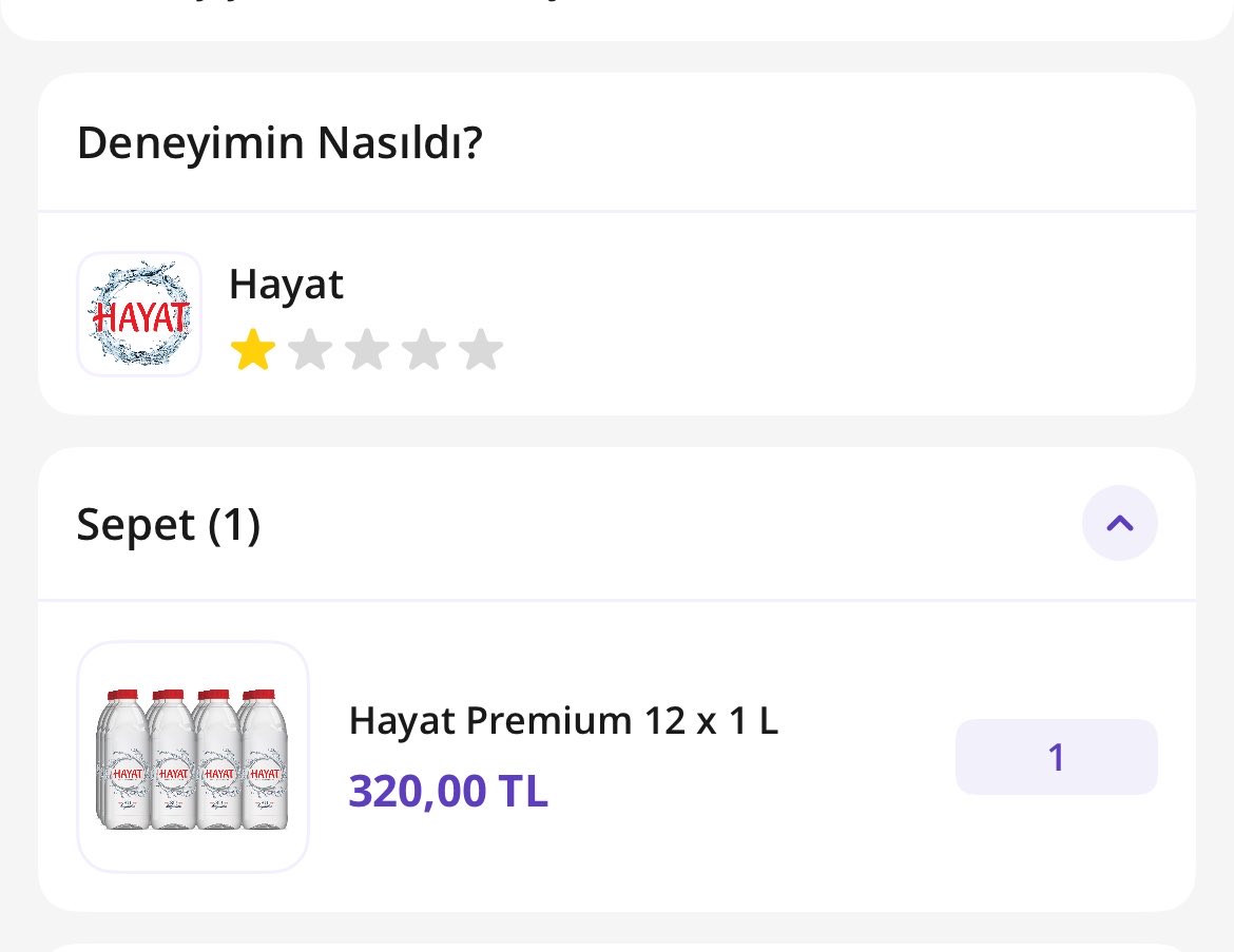 ezgiyenn's tweet photo. Merhaba, hayat su premium siparişim oldu normal hayat su geldi ve benden fiyat farki alındı? @getirdestek @getir https://t.co/ZZbHPxlH8S