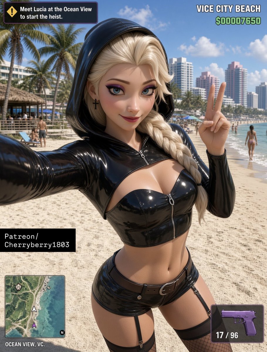 cherryberry1802's tweet photo. Elsa meets gta 6 #gta6 https://t.co/tqm7D1aInP