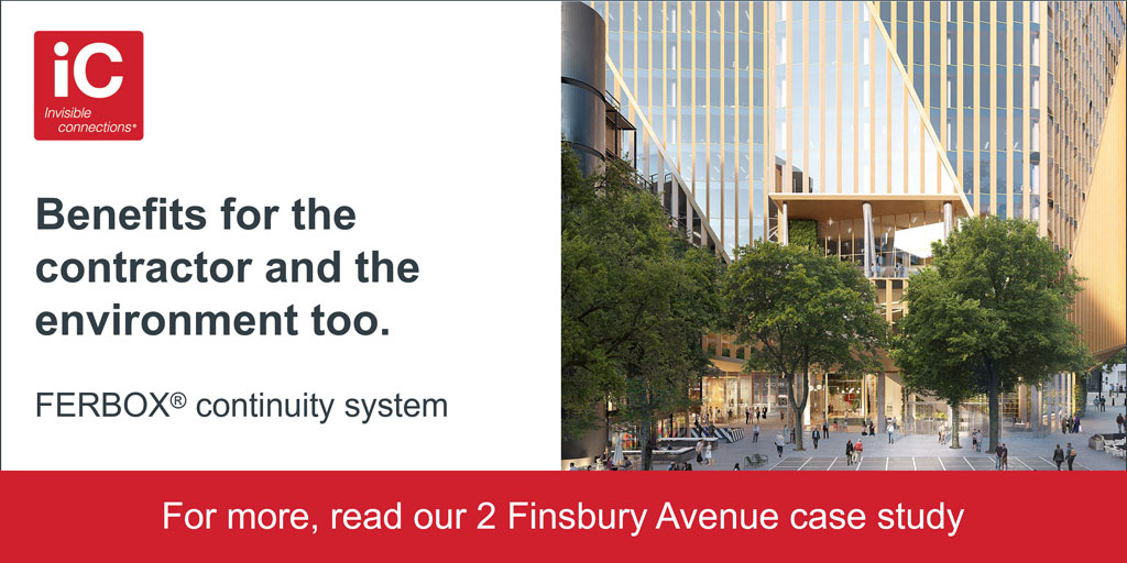 InvisConnect1's tweet photo. At 2 Finsbury Avenue, #FERBOX continuity system was used extensively. Fabricated to application requirements, FERBOX is made-to-measure, which means it’s made to be safer and made to reduce wastage. All of which makes a better deal for the #contractor and for the environment too. https://t.co/TTa7F65Ieo