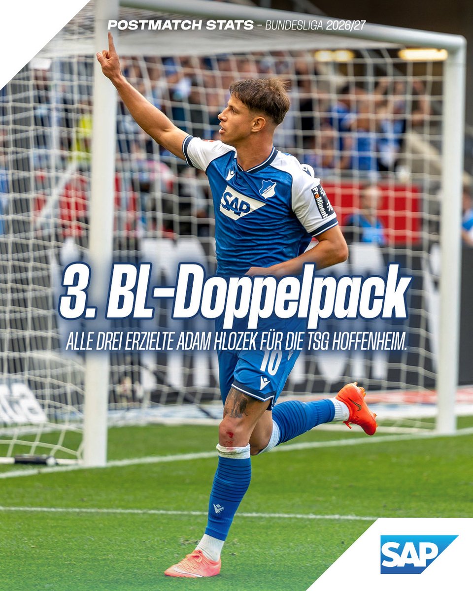 tsghoffenheim's tweet photo. Und damit auch eine verdiente Berufung in die Elf des Tages des „kicker“ und der „BILD“ 👏
Die Daten und Fakten zu #TSGVfB – präsentiert von SAP 🤝 https://t.co/qujhfwsNA7
