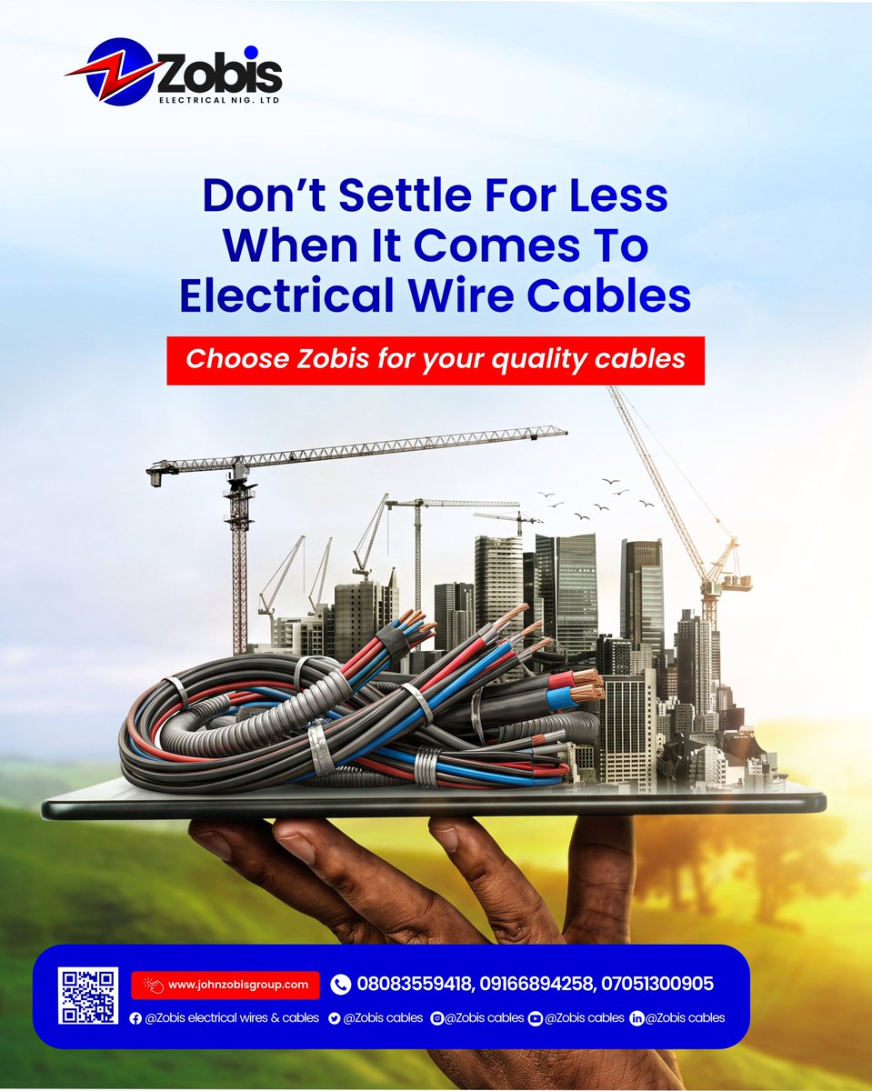 myzobiscables's tweet photo. New Week. New Projects. 

Don’t settle for less when it comes to electrical cables. Choose quality, safety, and dependable performance for every connection.

Choose Zobis Cable. Choose quality you can trust.

#zobiscable #newweeknewgoals #qualityyoucantrust #ElectricalSafety https://t.co/QN7qpYDZie