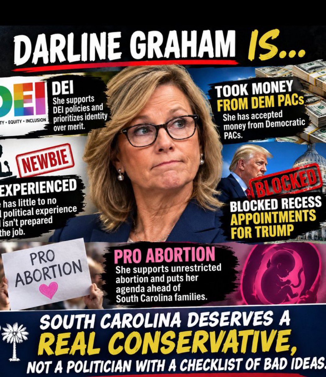 Usa864Now's tweet photo. @ReneeMu06040705 @postandcourier I’m not voting for baby killer graham she’s worse than her brother 🤡 https://t.co/xzIgETkgOA
