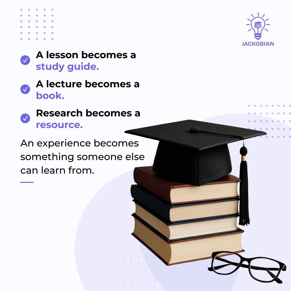 Jackobian_app's tweet photo. An educator’s knowledge should not end when the class ends.

A lesson can become a study guide.
A lecture can become a book.
Research can become a resource.
An experience can become something another person learns from.
Publishing gives your knowledge a life beyond the classroom. https://t.co/8vIr6zzkuW