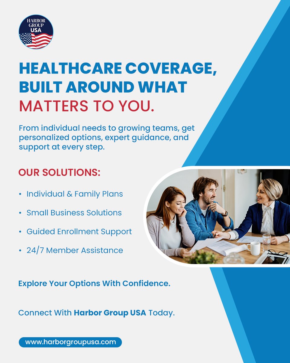 HarborGroupUsa's tweet photo. Healthcare coverage, built around your needs. Explore personalized options for individuals, families &amp; growing businesses with expert guidance every step of the way.

Explore more → https://t.co/YZeer72Giq 

#harborgroupusa #healthcare #healthcoverage #healthplans https://t.co/OZq7C2K84z