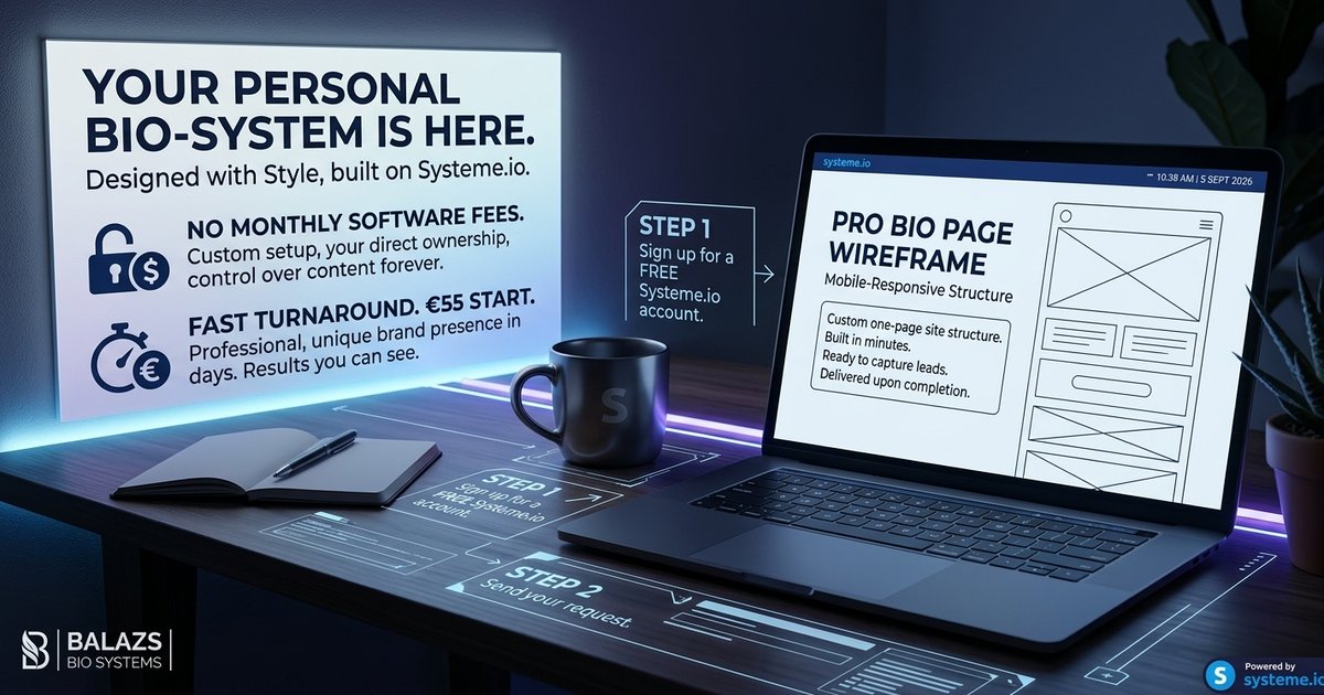 BalazsDigital's tweet photo. Stop paying $97/mo for page builders you barely use. 

Get a clean, high-converting 1-page site on systeme-io with zero monthly software fees.

• One-time setup (€55)
• Pay upon delivery
• Full ownership

Build your free account: https://t.co/MbiVj4tB2K https://t.co/NqSDZ4JDRf