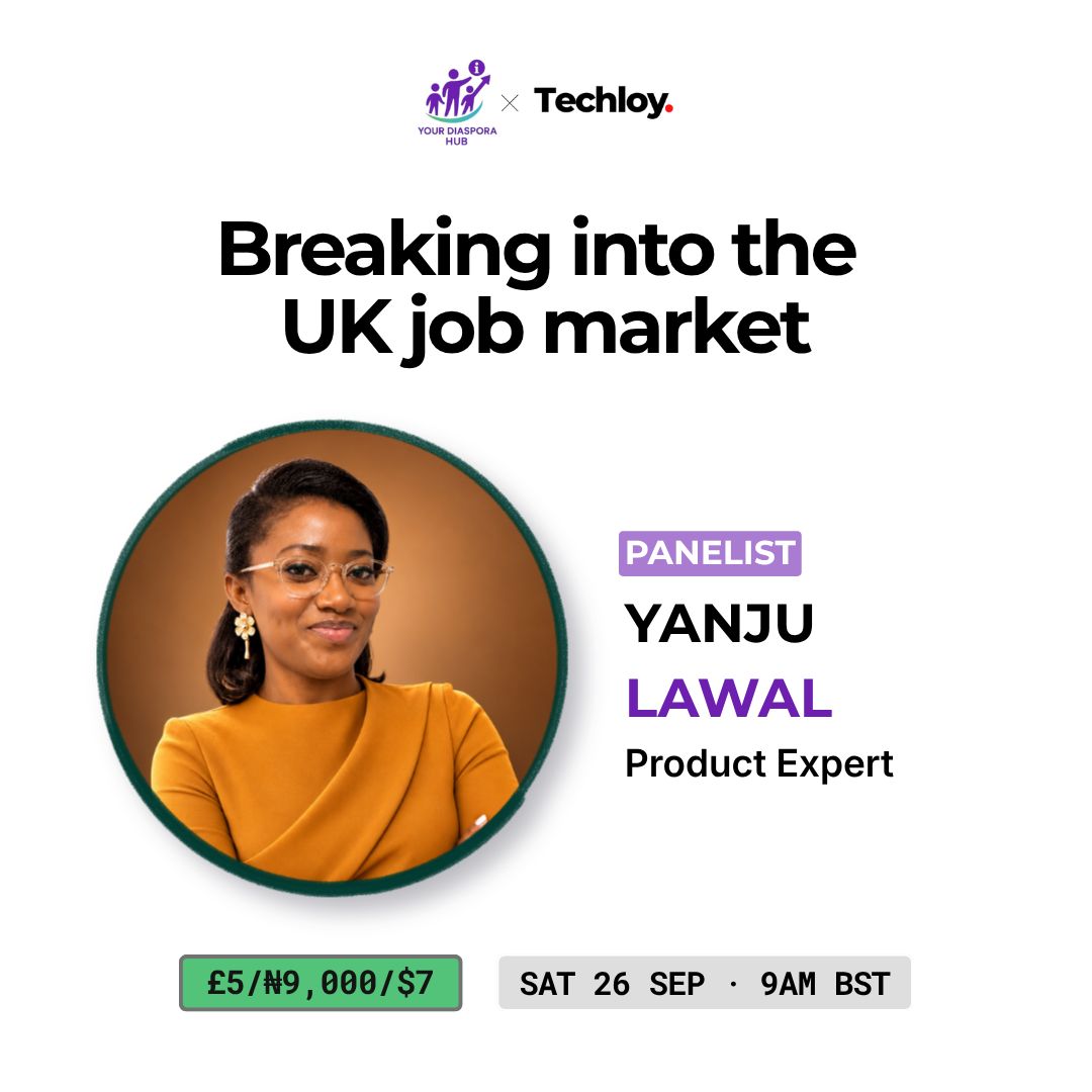 techloy's tweet photo. With 17+ years of experience building and shaping digital products, Yanju Lawal has worked across FinTech, Healthcare, EdTech, and government digital transformation.

A Product Expert, workshop facilitator, and UK Global Talent Endorsee, Yanju brings a wealth of experience in building impactful products and navigating the intersection of technology, careers, and innovation. She is also the Founder of Malvorah, where she helps startups leverage AI to accelerate growth.

She’ll be joining us at Breaking into the UK Job Market: How to Land Sponsored Jobs, in partnership with Your Diaspora Hub, where she’ll share insights from her experience and offer a practical perspective on building your career and finding opportunities in the UK.

📅 Saturday, 26 September 2026
🎟️ Tickets are LIVE.

Get yours through the link below or the link in our bio: https://t.co/wQKp4EQDf7

#Techloy #YourDiasporaHub #UKJobs #UKJobMarket #SponsoredJobs #GlobalTalent #TechCareers