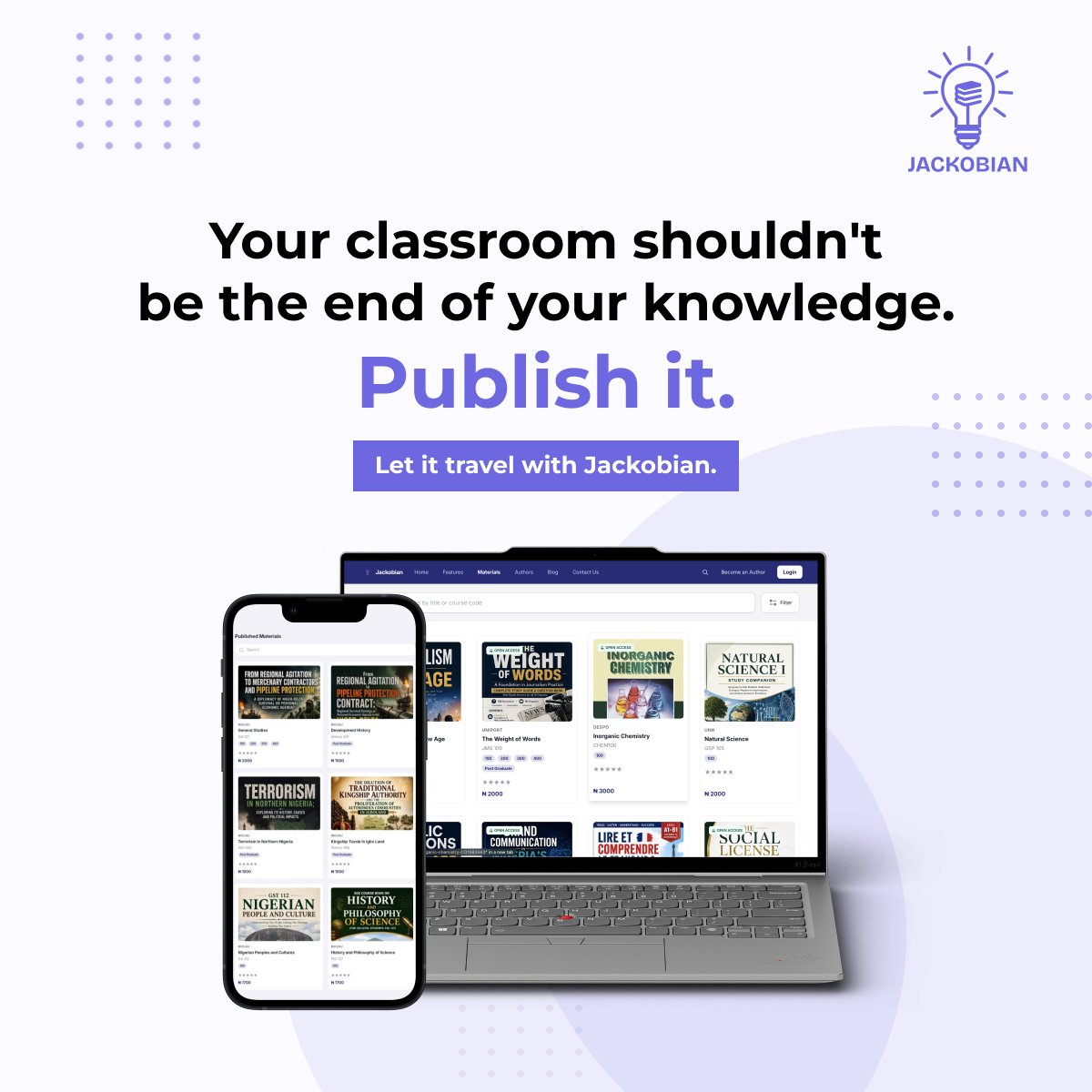 Jackobian_app's tweet photo. It makes your work easier to discover, gives students and other educators access to what you know, and creates an opportunity for your knowledge to reach people you may never meet.

Your classroom shouldn’t be the end of your knowledge.

Publish it. Let it travel. 📚

#Jackobian https://t.co/3mE4VOO7e4