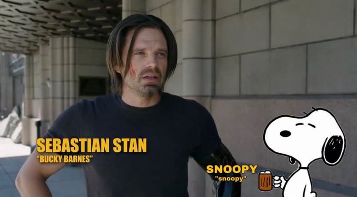 cinevampz's tweet photo. Sebastian Stan &amp; snoopy on the set of thunderbolts https://t.co/Bjzs6TdAFK