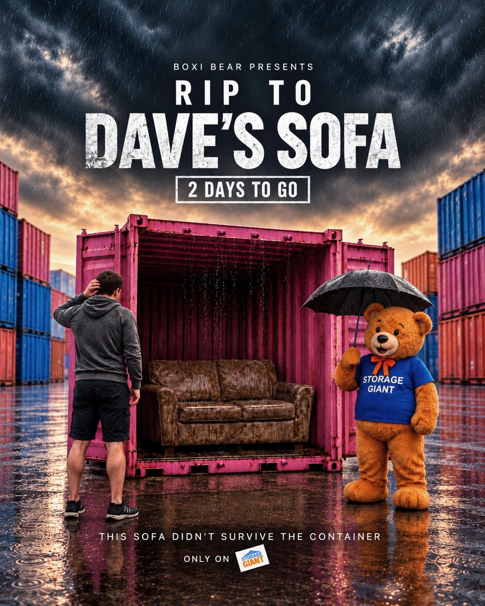 storagegiant's tweet photo. Some stories need to be told. Dave’s sofa’s story is one of them.

Coming in 2 days. Boxi Bear presents. 🎬

#netflix #series #containerstorage #indoorstorage #funny https://t.co/IF0m1zIyqg