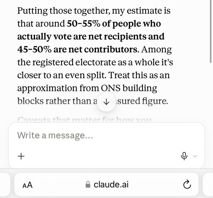 AndrewTalbot2's tweet photo. @John_Stepek We have reached a tipping point where more than half of voters receive more in benefits than they pay in tax.
Therefore logical that higher taxes will gain votes in a vicious circle towards more socialism. https://t.co/zoVjICFl89