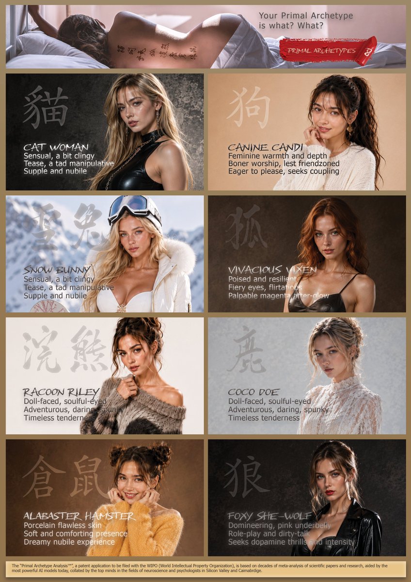 Erotitas's tweet photo. #HotGirl #PrimalArchetype
What is your Primal Archetype? https://t.co/M6EYk8kbCJ