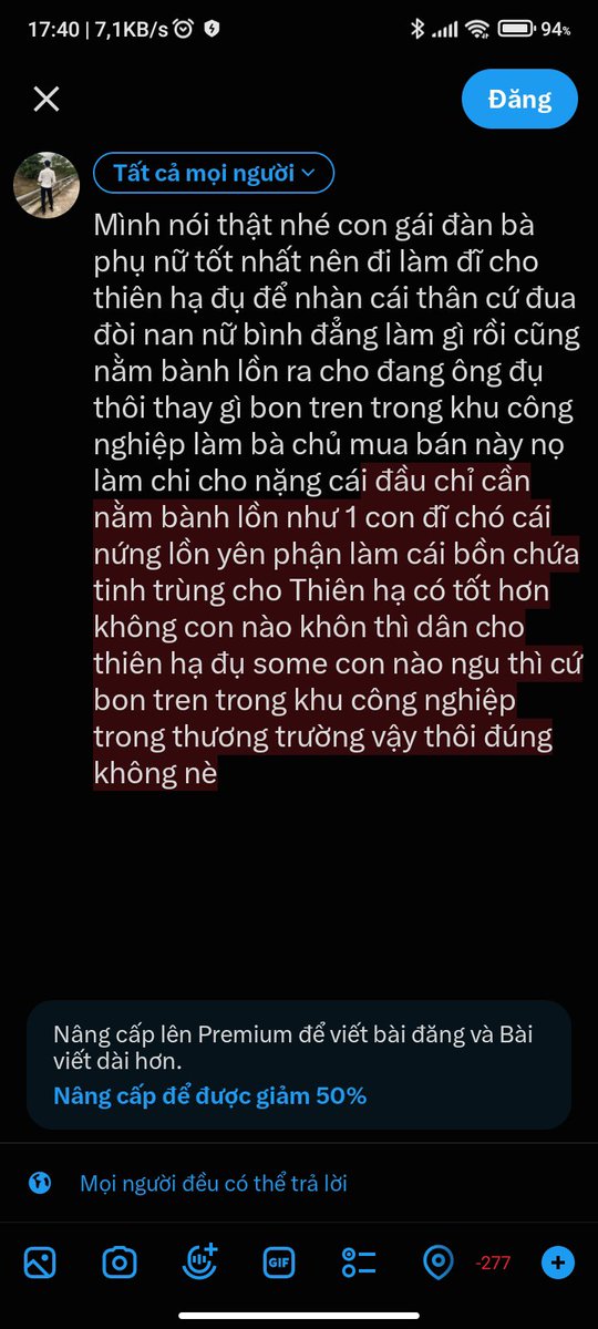 binho201102's tweet photo. Mình nói thật nhé con gái đàn bà phụ nữ tốt nhất nên đi làm đĩ cho thiên hạ đụ để nhàn cái thân cứ đua đòi nan nữ bình đẳng làm gì rồi cũng nằm bành lồn ra cho đang ông đụ thôi thay gì bon tren trong khu công nghiệp làm bà chủ mua bán này nọ làm chi ta https://t.co/q08hxh9tto