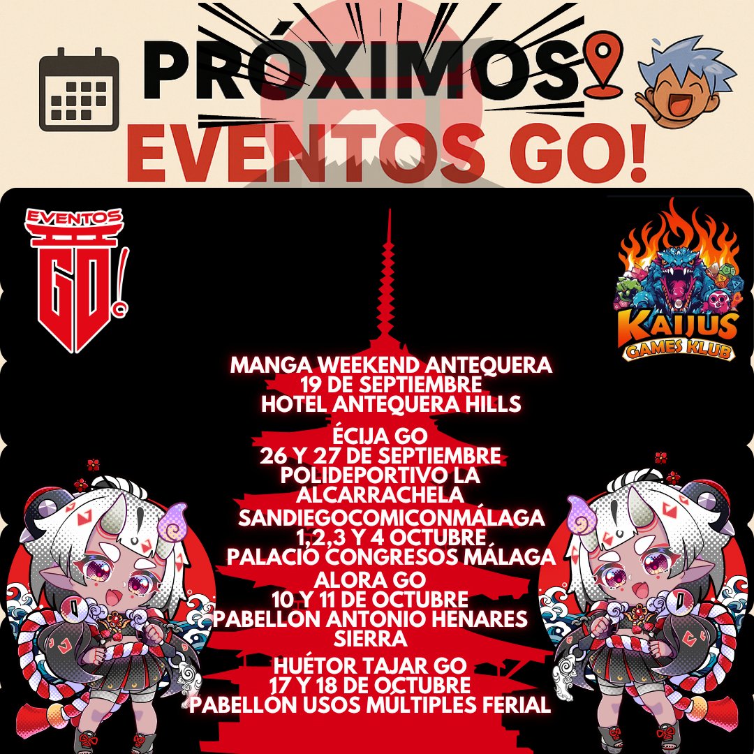 EventosGoFF's tweet photo. Como cada lunes aqui tenéis nuestras próximas citas en la gira de #eventosgo https://t.co/boLofjpbJ1