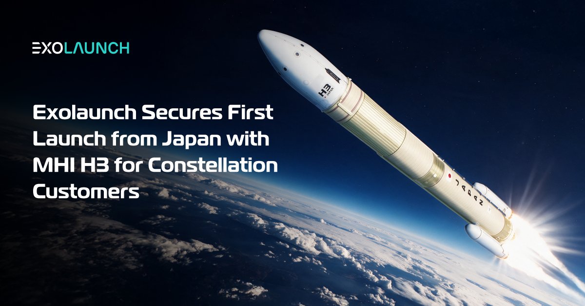 Exolaunch's tweet photo. Exolaunch Secures First Launch from Japan with @MHI_Group H3 for Constellation Customers 🇯🇵🚀 

We are proud to announce the signature of launch contracts to secure capacity on MHI’s H3 rocket for a mid-inclination rideshare mission scheduled for 2027!

🔗 https://t.co/mmt0wukQHH https://t.co/b1SWtJUMUf