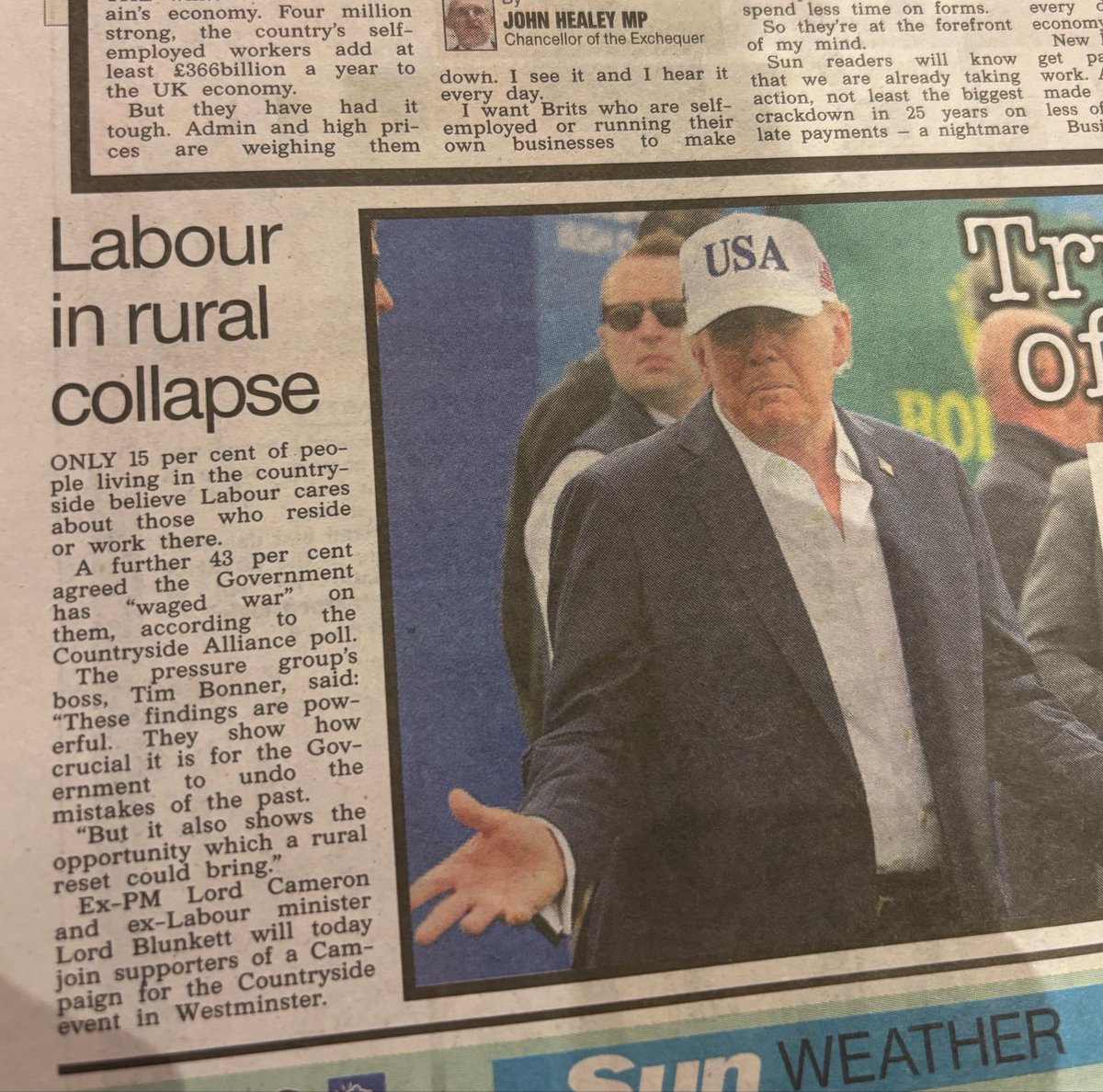 mometfisher's tweet photo. 🚨🗞️In the papers (Mail, Times, Express, Sun and Telegraph): It’s time for a rural reset! New polling out today ahead of the launch of Campaign for the Countryside, Speakers include Former Prime Minister David Cameron (Lord Cameron of Chipping Norton), former NFU President and crossbench peer Minette Batters (Baroness Batters) and former Labour Home Secretary David Blunkett (Lord Blunkett).

New polling has exposed the scale of Andy Burnham’s challenge in winning over the countryside, with just 15% of those living in rural communities agreeing that the Labour party cares about the people that live and work there.
 
But the findings also point to a clear opportunity for the government. Over a quarter (28%) of rural residents said they would be more likely to vote Labour if the party resets its relationship with those communities. This was particularly true for voters in Wales and Scotland. Nationally, 24% of all voters said the same.

Across Great Britain as a whole, nearly twice as many people believe that the government does not care about countryside people - 22% agree that they do, while 38% disagree. A majority of all those surveyed (55%) agreed that the government favours cities over the countryside. Only one in ten (11%) disagreed with this statement.
 
The national survey of 2,081 adults by ORB International for the Countryside Alliance reveals that nearly half (43%) of those living in rural areas now feel the government has “waged war on the countryside”.
 
Analysis from the rural campaigning organisation has revealed 27 damaging policies have been imposed on rural communities since 2024 — from the family farm tax and National Insurance rises, to affordability checks on horse racing, plans to ban trail hunting and restrict game shooting.
 
When asked to rank the issues that will drive their vote at the next election, the public placed the cost of living, NHS and immigration at the top. ‘Banning trail hunting and shooting’ were ranked as of least importance from the list of ten issues facing the electorate at the next election.
 
The fresh insights come ahead of the launch of the Countryside Alliance’s ‘Campaign For The Countryside’, at an event in Westminster tomorrow (Monday 14 September).
 
Leaders of the most affected rural policies will be meeting to urge Andy Burnham to reset the government’s relationship with the countryside, with representatives from farming, shooting, racing and trail hunting in attendance.