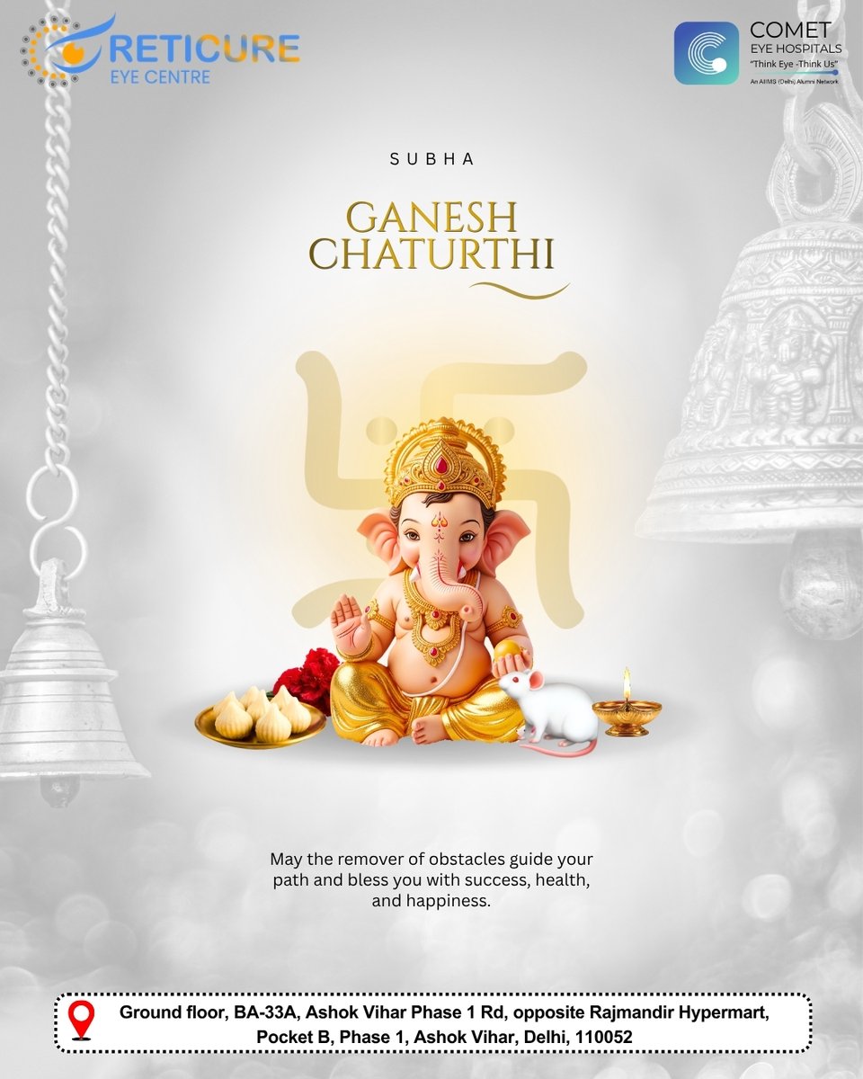reticure_'s tweet photo. May Lord Ganesha open the doors to happiness, wisdom, and prosperity while removing every obstacle from your path. Celebrate His arrival with faith, gratitude, and joy. May Bappa’s blessings always remain with you.

#ganeshchaturthi #ganpati #reticureyecenter https://t.co/G8Iscji8v6