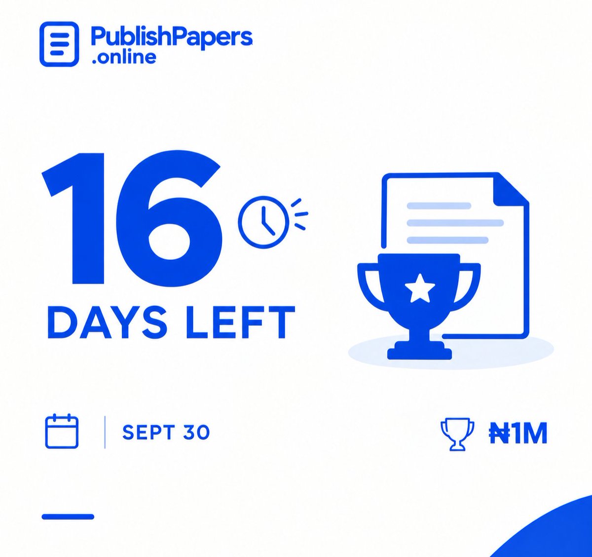 ProjectProofHQ's tweet photo. 16 DAYS LEFT

Your research could be one of the entries competing for the ₦1M STEM Research Challenge.

Submit your STEM research by September 30.

🏆 ₦1,000,000 prize pool
🔬 Open to eligible STEM research

Don’t wait until the deadline.

https://t.co/3MF50941jB https://t.co/tBuQhz1npC