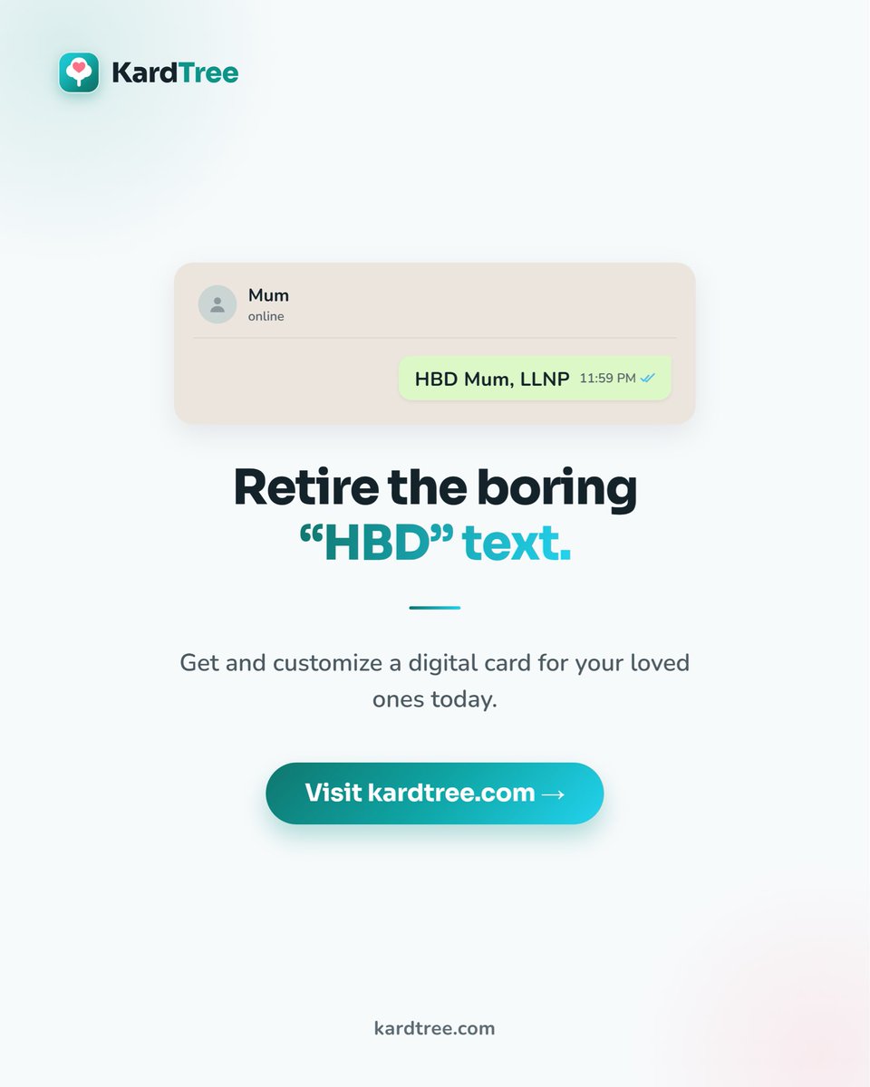thekardtree's tweet photo. Retire the boring “HBD” text!

Get and customize a digital card to your loved ones today!

Visit https://t.co/RcBghzGFdd to get started!

Follow us on Instagram https://t.co/8gOtht3uDv for more details.

#kardtrer #happybirthday #birthdaywishes #kardtree #celebrations https://t.co/yQLrDzAXNT