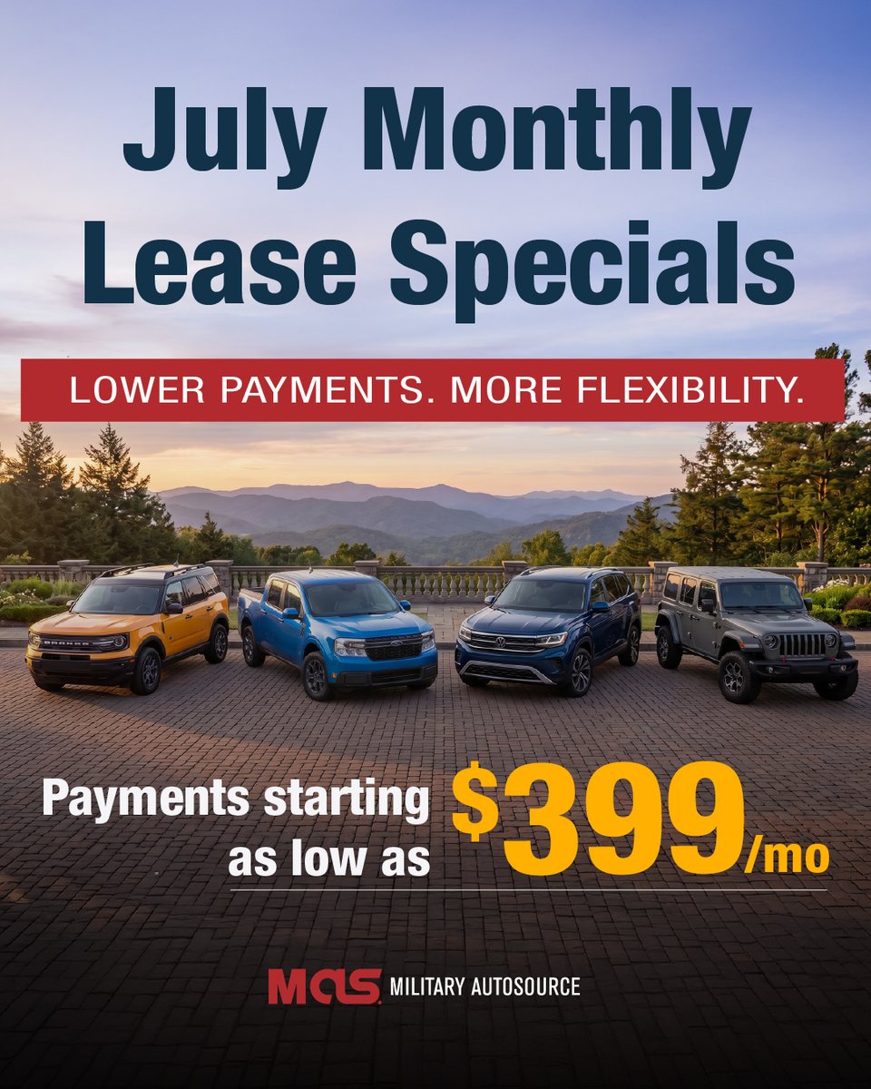 torresjeffrey06's tweet photo. Your next vehicle could be more affordable than you think. Explore featured lease offers from $399/month and take delivery stateside for your summer PCS. Contact us to learn more. https://t.co/Pzg2V4iUBr