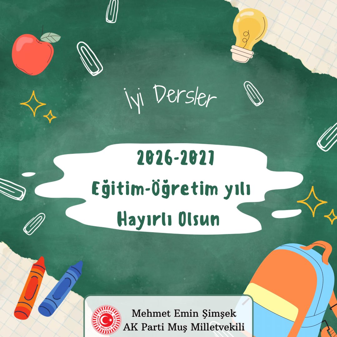 eminsimsekmus's tweet photo. 2026-2027 Eğitim Öğretim Yılı bugün itibarıyla başladı. 📚🇹🇷

Ders başı yapan sevgili öğrencilerimize başarılar; çocuklarımızın eğitimine emek veren kıymetli öğretmenlerimize kolaylıklar diliyorum.

Yeni eğitim öğretim yılının öğrencilerimiz, öğretmenlerimiz, velilerimiz ve tüm eğitim camiamız için hayırlı ve başarılı bir yıl olmasını temenni ediyorum.