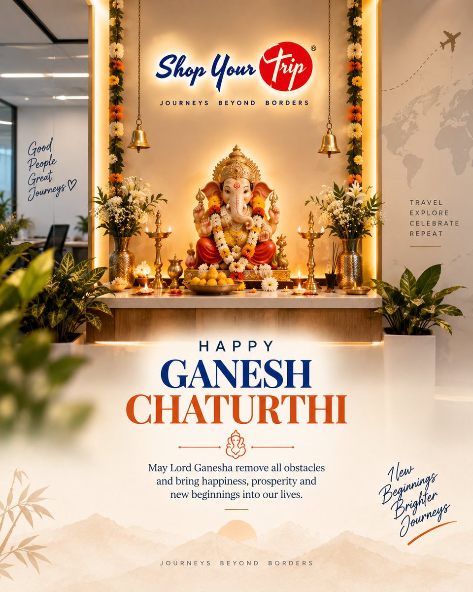 ShopYourTrip's tweet photo. 🇮🇳✨ Celebrating India’s faith, culture &amp; heritage!
🐘 Ganesh Chaturthi — wisdom &amp; new beginnings
🌿 Hartalika Teej — love &amp; devotion
🇮🇳 Hindi Diwas — celebrating our language &amp; identity
Three celebrations. One beautiful India. ❤️
#GaneshChaturthi #HartalikaTeej #HindiDiwas https://t.co/BVlGQ7olqv