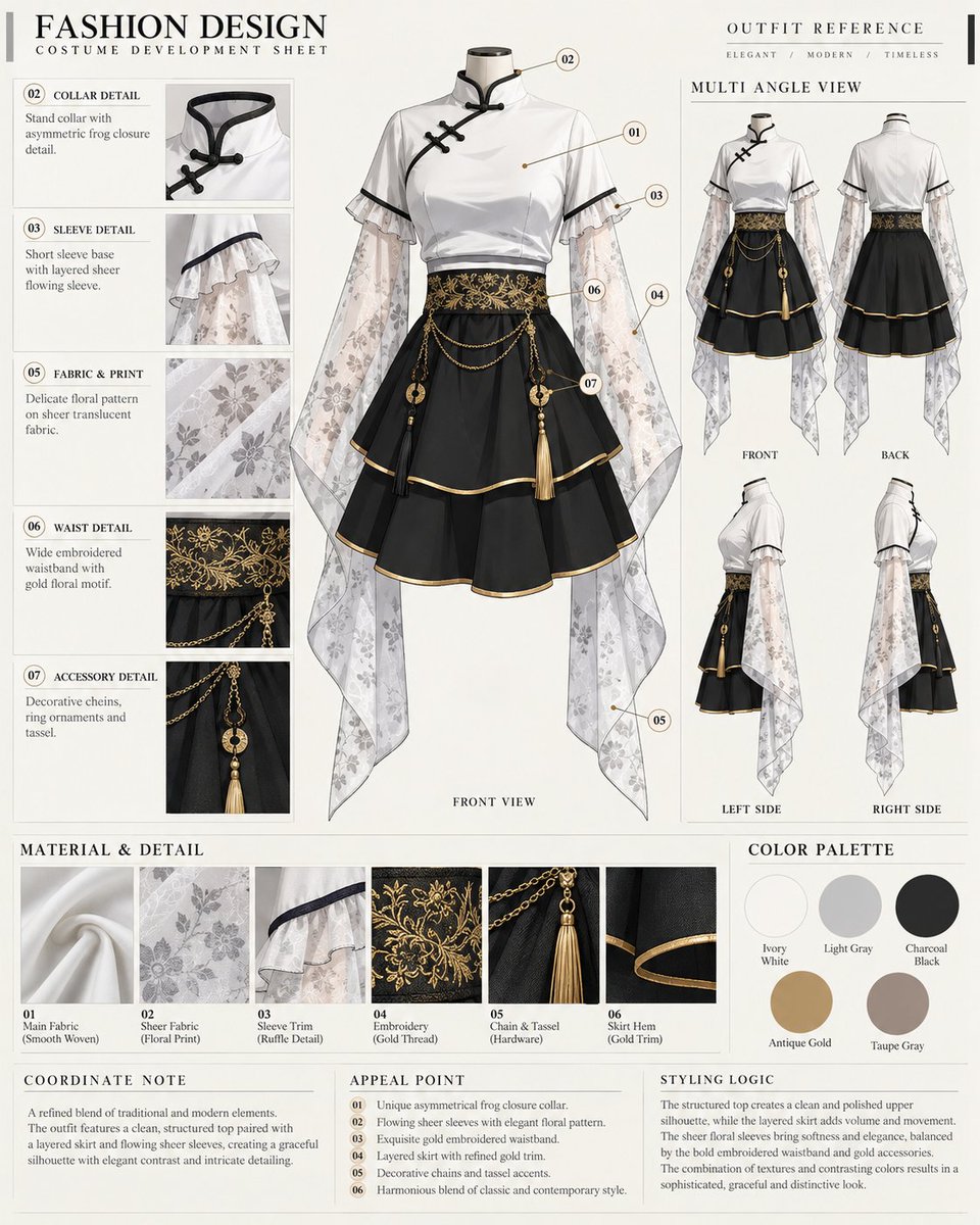 Turn any outfit reference into a professional fashion character sheet ...