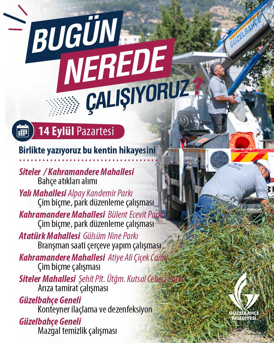 Ayseakinresmi's tweet photo. 📍 BUGÜN NEREDE ÇALIŞIYORUZ?

Güzelbahçe’nin her köşesinde, kentimiz için sahadayız. 
Birlikte yazıyoruz bu kentin hikâyesini. https://t.co/NUz4vE3cCw