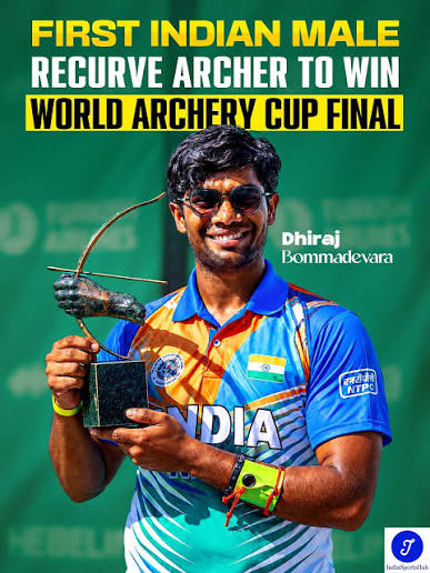 Ananyakau's tweet photo. 🏹 History Made! 🇮🇳 Subedar Dhiraj Bommadevara of the Indian Army wins GOLD at the Archery World Cup Finals, becoming the first Indian male archer to achieve this feat. 🥇🇮🇳 #IndianArmy #Archery https://t.co/zhjOusdnZp
