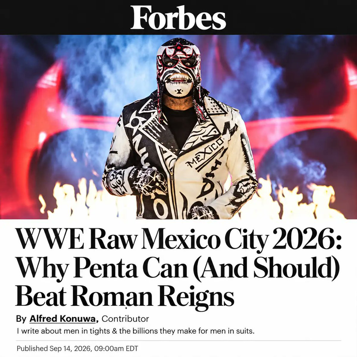 ThisIsNasty_'s tweet photo. Penta should absolutely win tonight. WWE has a 40,000-seat stadium to fill for Survivor Series in a down year for stadium shows. How else are you gonna build up 946 for WarGames if they don't cost Roman the title? It would be good booking, &amp; more importantly, a 1-of-1 moment👌🏽 https://t.co/Bz1DEuqIUE