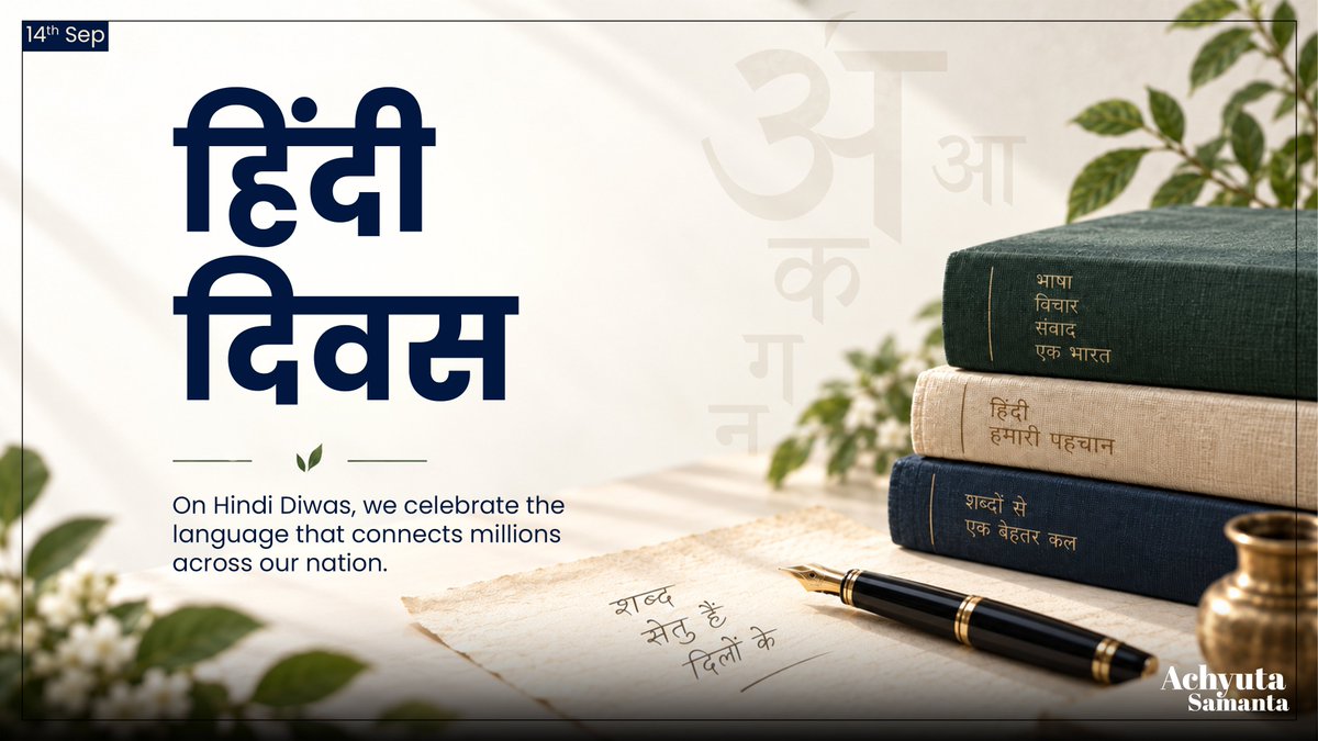 achyuta_samanta's tweet photo. हिंदी दिवस के अवसर पर सभी को मेरी हार्दिक शुभकामनाएँ।

हिंदी केवल एक भाषा नहीं, बल्कि हमारे विचारों, भावनाओ��, साहित्य और संस्कृति को जोड़ने वाली एक सशक्त कड़ी है।

हिंदी दिवस की हार्दिक शुभकामनाएँ। https://t.co/qWSwDFMlbL