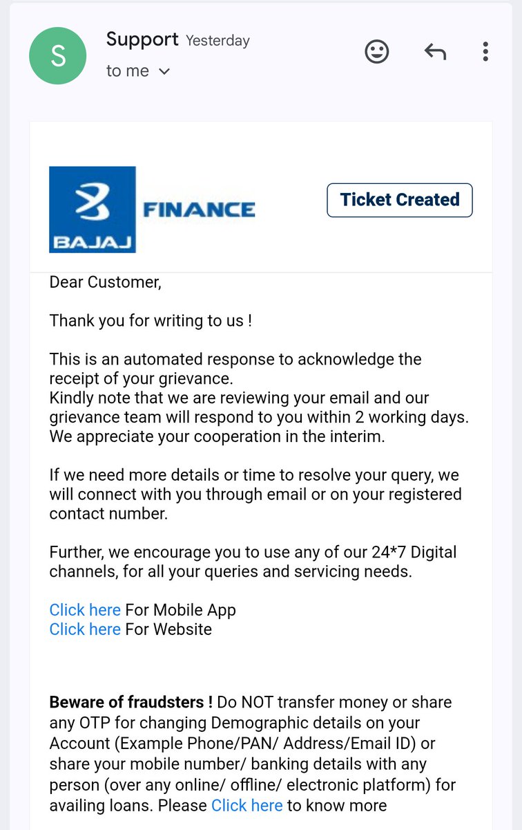 02Vikash_kumar's tweet photo. Instead of providing an actual resolution, @Bajaj_Finserv just keeps asking for "48 hours" every 48 hours! How long does this loop go on?
​SR Number: SR173278***
Resolve this ASAP. #CustomerService #BajajFinance https://t.co/GXCeIleptI