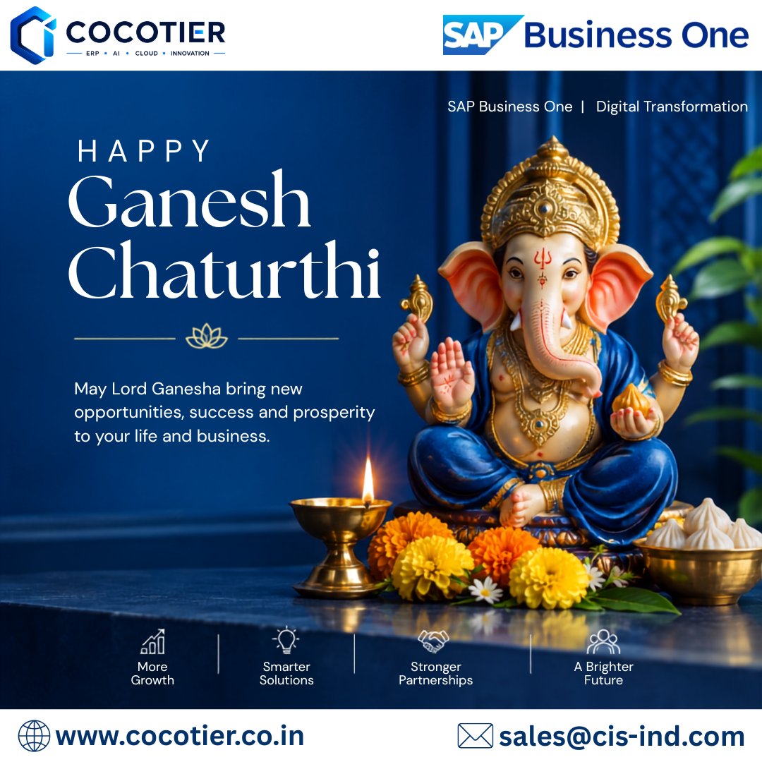 CocotierL23558's tweet photo. May Lord Ganesha bless us with wisdom, prosperity, and new opportunities. 🙏✨

Wishing everyone a joyful and prosperous Happy Ganesh Chaturthi! 🪔

#ganeshchaturthi #sapbusinessone #newbeginnings #prosperity #cocotier #cocotierinovativesolutions #digitaltransformation https://t.co/n4phk5veye
