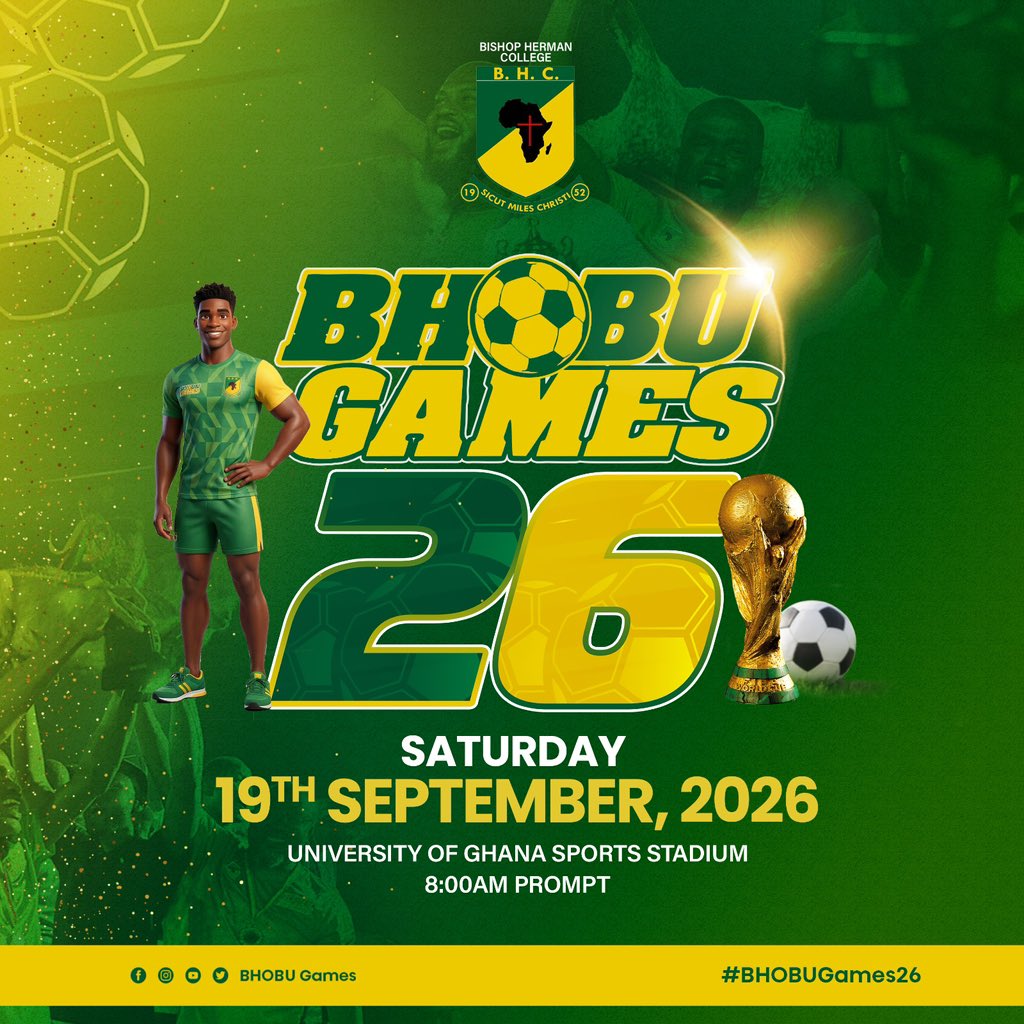 bhobu_official's tweet photo. 🔥 5 DAYS TO GO! 🔥

The countdown is getting hotter! ⏳🏆

Just 5 days until the biggest alumni games in Ghana! The teams are ready, the excitement is building, and the BHOBU spirit is taking over! 💚💛

📅 19th September 2026
📍 University of Ghana Sports Stadium

#BHOBUGames26 https://t.co/yV0VUgCHgB