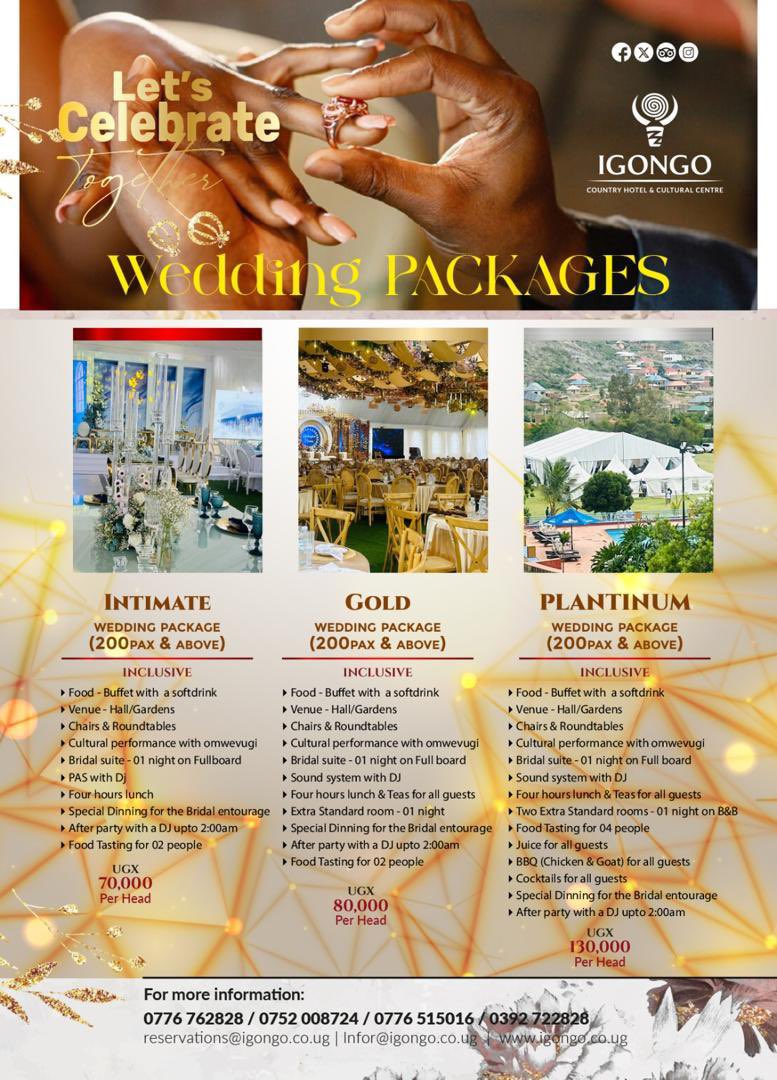 Igongocc's tweet photo. Love deserves a perfect celebration!

At Igongo Country Hotel, your dream wedding comes to life in breathtaking natural settings, complemented by beautiful gardens, exceptional hospitality, exquisite cuisine &amp; personalized service. 

Book your wedding package today.
#VisitIgongo https://t.co/pGtSxbZ4eD