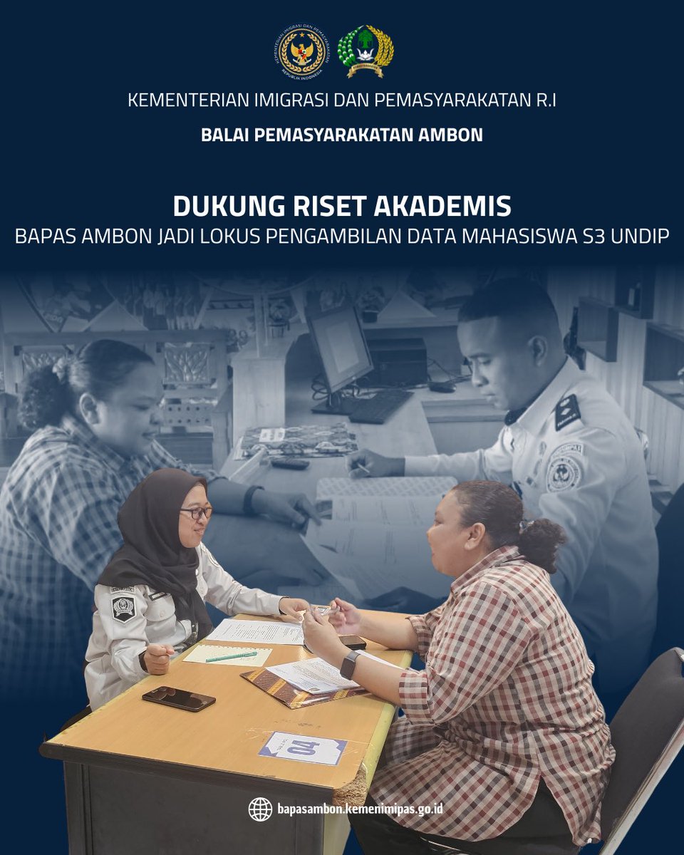 BapasAmbon's tweet photo. DUKUNG RISET AKADEMIS, BAPAS AMBON JADI LOKUS PENGAMBILAN DATA DISERTASI MAHASISWA S3 UNDIP

#kanwilditjenpasmaluku https://t.co/ToRWxUcThE
