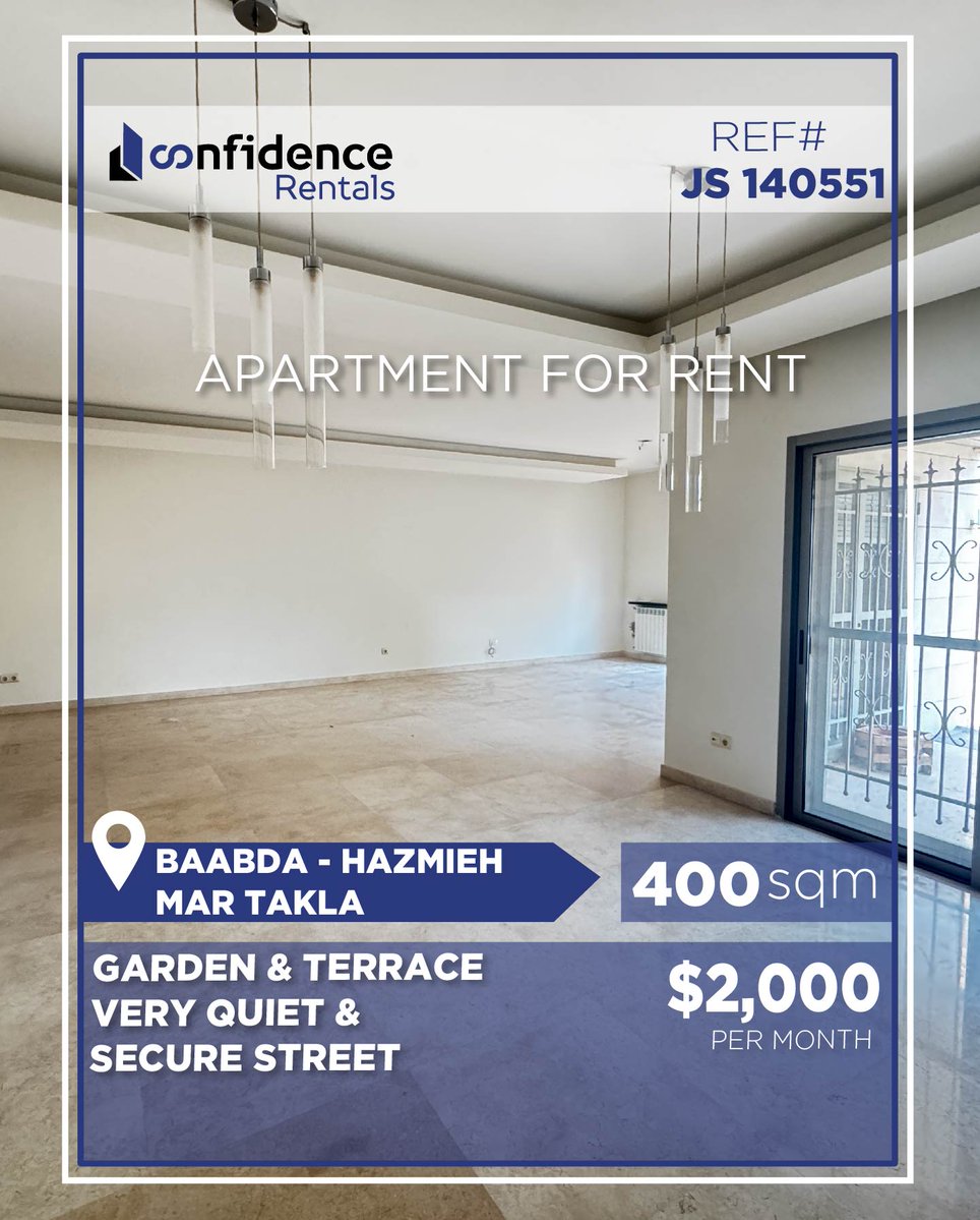 confidence_cre's tweet photo. Rent: $2,000/month
6 months paid in advance
1 month deposit + 1 month company commission.
Located in Mar Takla,
For more info, please contact Confidence Real Estate at 71 000 850
REF#JS140551
#MarTakla #MarTaklaLebanon #MarTaklaRealEstate #MarTaklaProperty #Hazmieh
#CONFIJS
S https://t.co/9xh3scYnQN
