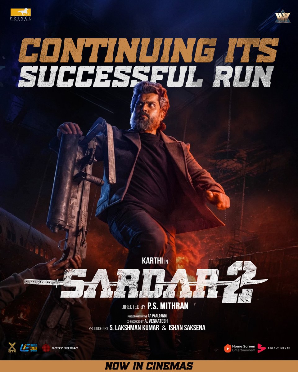 homescreenent's tweet photo. Winning big with every show!π₯π
#Sardar2 continues its successful run in cinemas! π¬
#OnceAspyAlwaysaSpy
#Sardar2FromSep10
@Karthi_Offl β’ @Psmithran β’ @iam_SJSuryah β’ @ivyofficial2023 β’ @george_dop β’ @editorvijay β’ @rajeevan69 β’ @lakku76 β’ @venkatavmedia β’ @ivyofficial2023 β’ @RajaS_official β’ @B4UMotionPics β’ @THEOFFICIALB4U β’ @rajishavijayan β’ @MalavikaM_ β’ @AshikaRanganath β’ @iYogiBabu β’ @dhilipaction β’ @ChethanDsouza β’ @nambi_Filmist β’ @iamSandy_Off β’ @poornimaramasw1 β’ @sivadigitalart β’ @MrRathna β’ @aashameera β’ @vignesh_muni β’ @SonyMusicSouth β’ @uie_offl β’ @cinemapayyan β’ @shynu_mash β’ @prosathish β’ @homescreenent