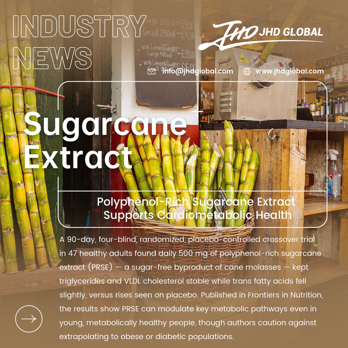JhdGlobal's tweet photo. Polyphenol-Rich Sugarcane Extract Supports Cardiometabolic Health
Source: NutraIngredients - https://t.co/TDLqsYMkW5 https://t.co/ajEaha56yh