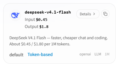 KeyoAPI's tweet photo. DeepSeek-V4.1-Flash is live on KeyoAPI.

Community checks keep calling out 3 surprises: 
• Flash beating last-gen Pro on coding/automation benches 
• 1M context with tiny KV cost + ~200 tok/s throughput
 • Strong UI + vision debug from screenshots → React/Tailwind https://t.co/yBOfEN7HqQ