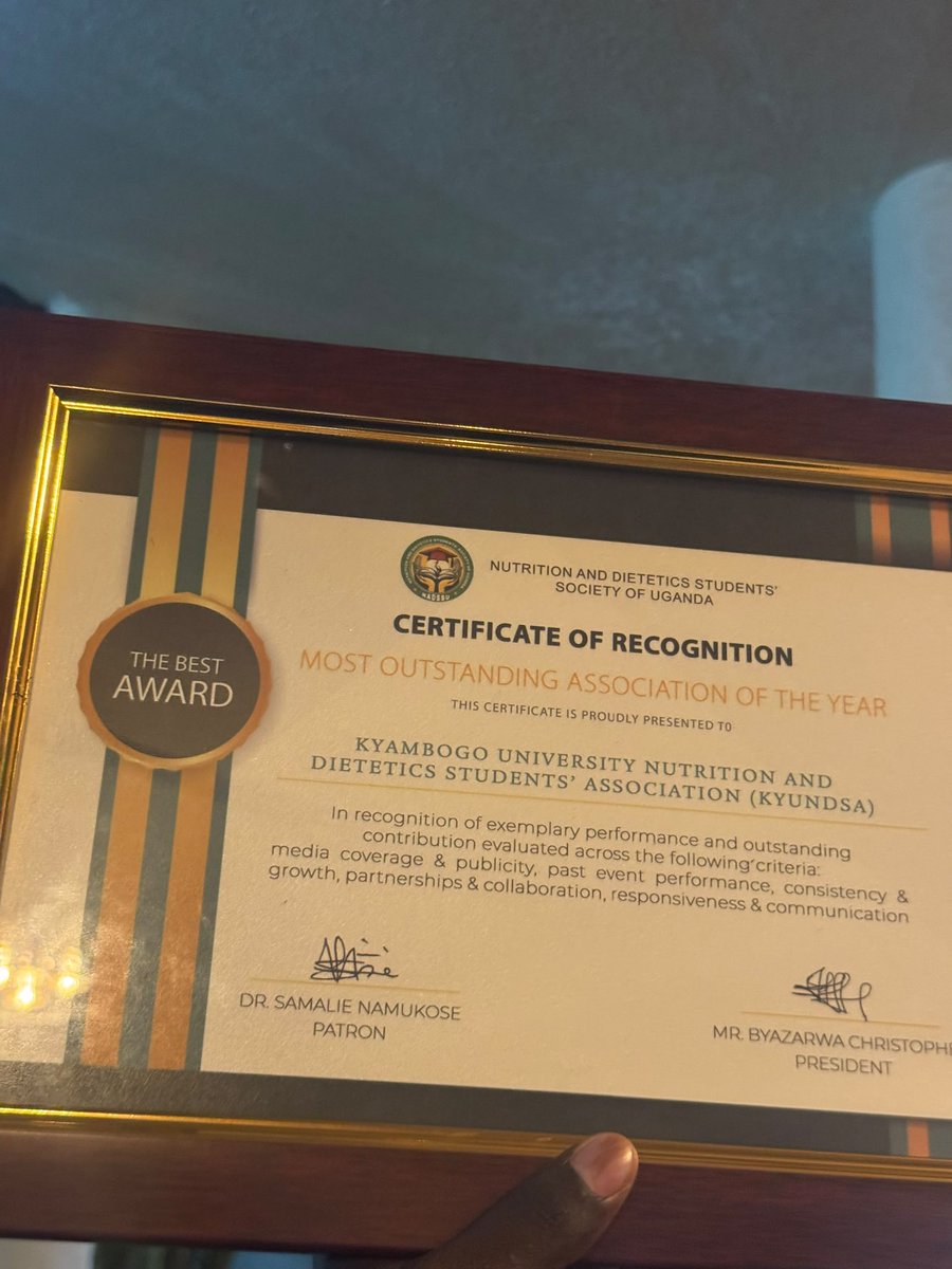 kyundsa_kyu's tweet photo. Thrilled to share that KYUNDSA was named Most Outstanding Association of the Year at the NADSSU Dinner &amp; Handover Ceremony! 🏆🥳

Huge congratulations to the entire team and community for this recognition! 🎉✨

#KYUNDSA #KyambogoUniversity #NADSSU #Nutrition https://t.co/NDCHtCNfiJ