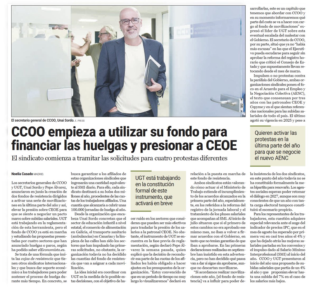 OscarSanchez's tweet photo. ✊🏻 @CCOO pone en marcha su fondo para alimentar las huelgas y presionar a @CEOE_ES, ya está en marcha y estudiando las propuestas presentadas por cuatro sectores que han anunciado huelgas o paros

https://t.co/e5wnfcGKge https://t.co/7kjnqQXT58