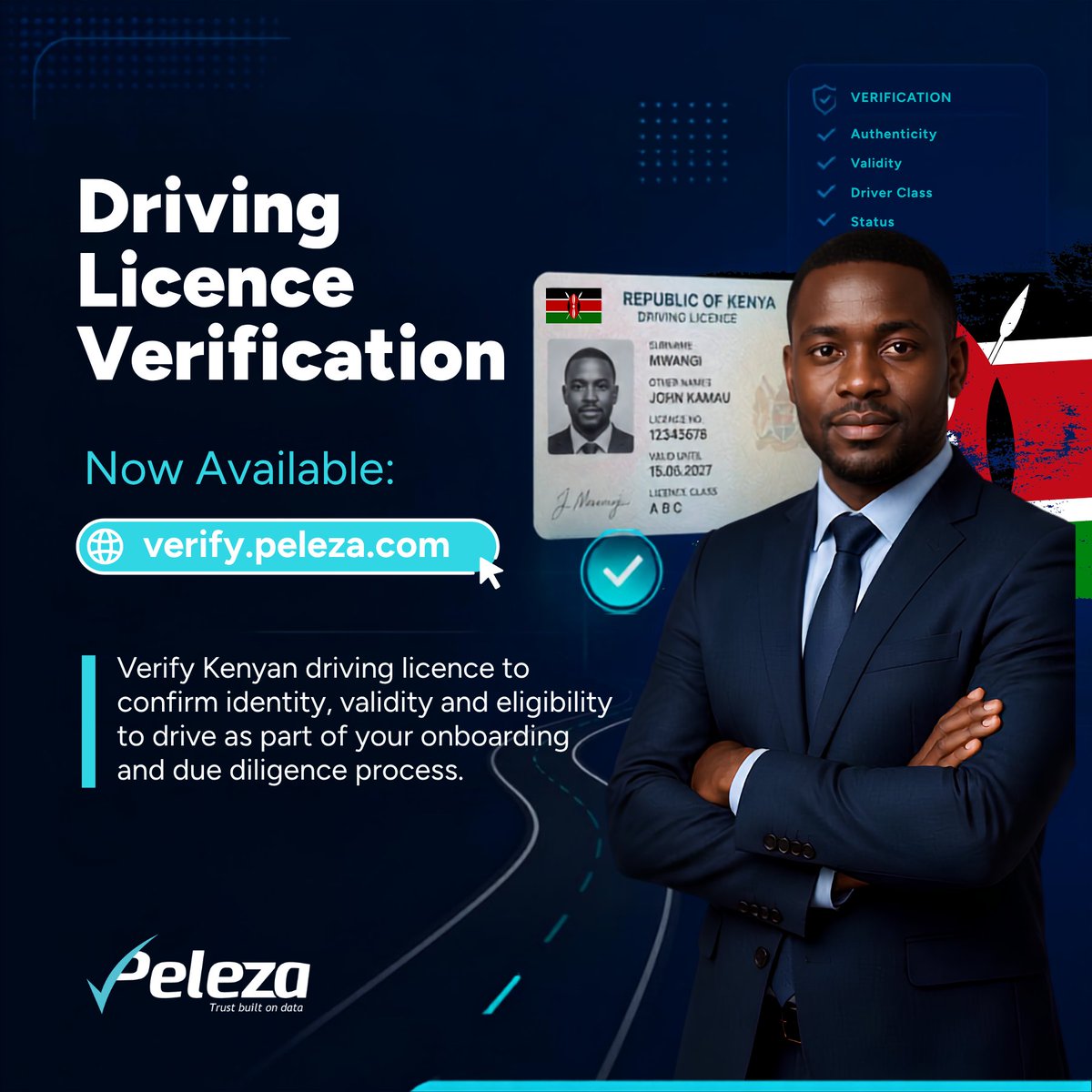 Peleza_Int's tweet photo. When driving is part of the role, verifying a candidate’s eligibility to drive is a requirement.

Verify Kenyan drivers licence at https://t.co/pB2jBPaVGJ

#PelezaVerify #BackgroundChecks #DueDiligence #RiskIntelligence https://t.co/NaeUom7PHa