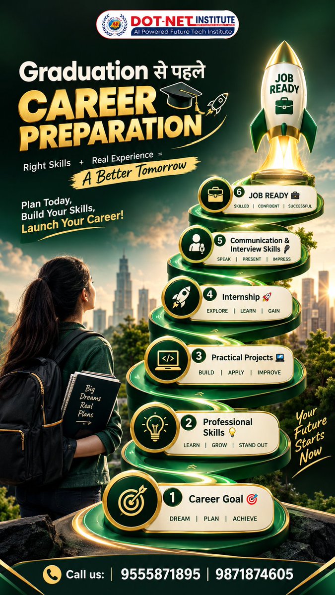 dotnetinstitute's tweet photo. Graduation से पहले CAREER PREPARATION 🚀🎓
📅 19th Sep. | ⏰ 10 AM
Fill this form: https://t.co/DfoR4yiEu8
📞 Call Us: 9555871895 | 9871876405
🎓 DOT-NET INSTITUTE 🎓
AI-Powered Future Tech Institute
#DOTNETInstitute
#ABetterTomorrow
#CareerGoal https://t.co/TAU97mhxy4