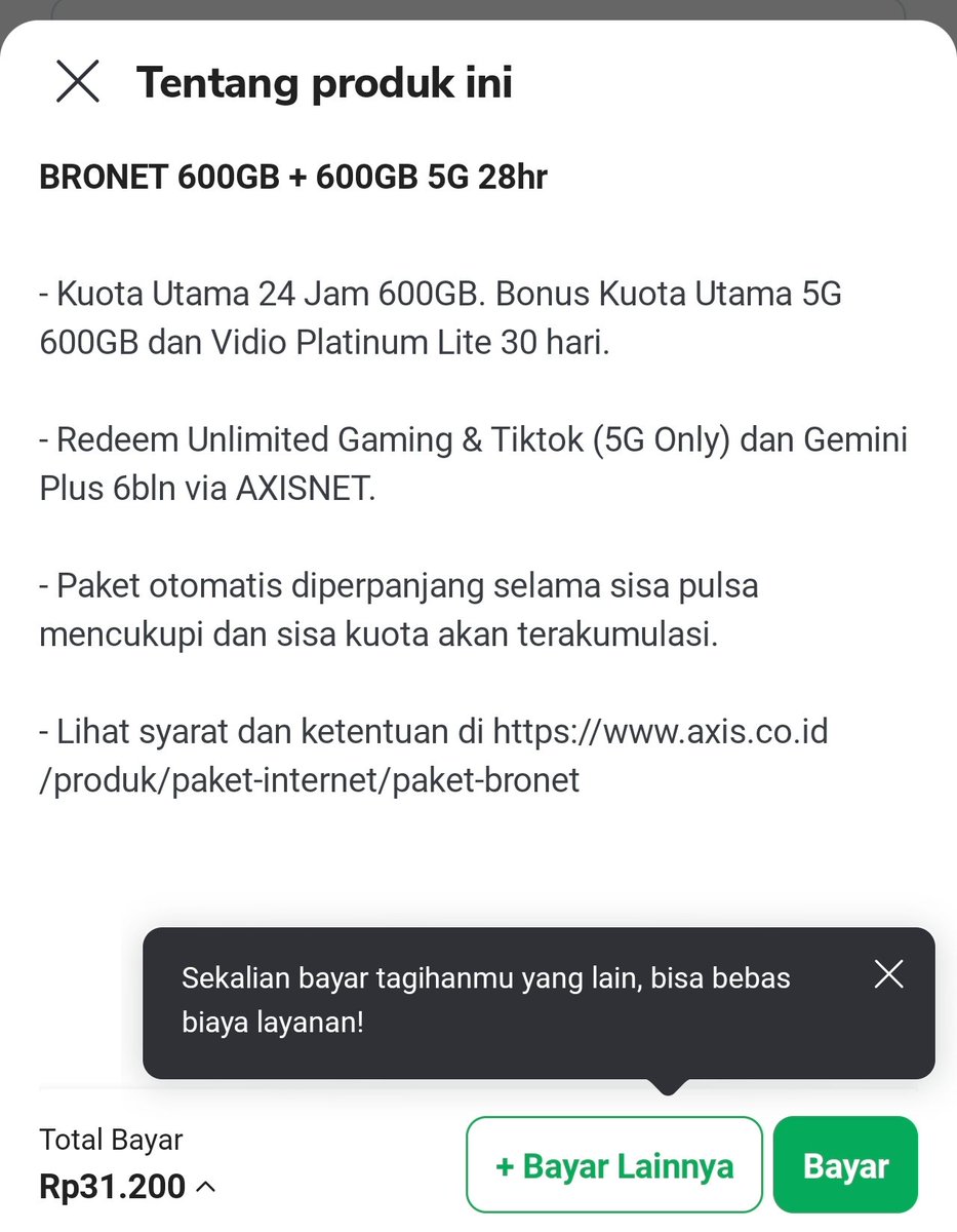 kimmyexp's tweet photo. Promo kuota AXIS ni di tokped

dpt kuota 1,2TB 28hari cuma Rp31.200 

600GB kuota utama
600GB kuota 5G https://t.co/x1TpPREfsL