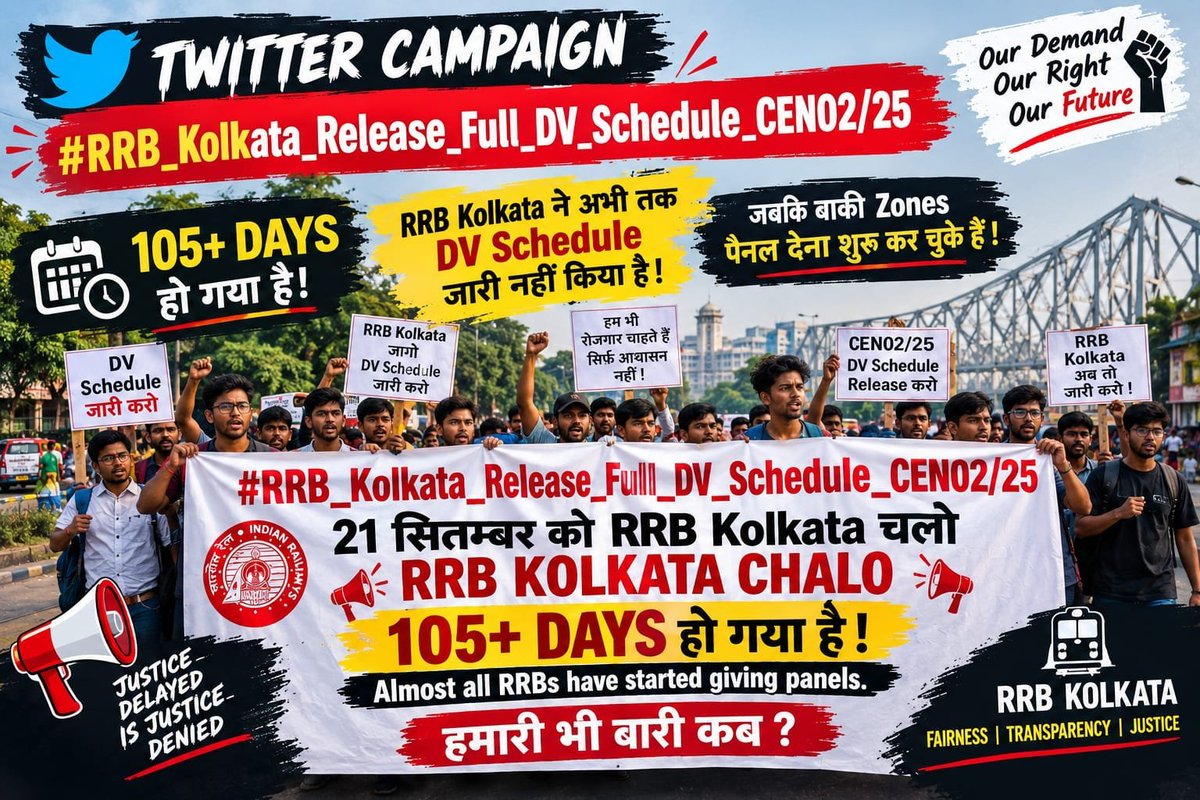 imshashiagrahri's tweet photo. @EasternRailway #RRB_Kolkata_Release_Full_DV_Schedule_CEN02_2025
@rrbkolkata @ChairmanRRB @RailwaySeva @AshwiniVaishnaw @RailMinIndia @PMOIndia @RailwayBoard https://t.co/NhrR4uumlK